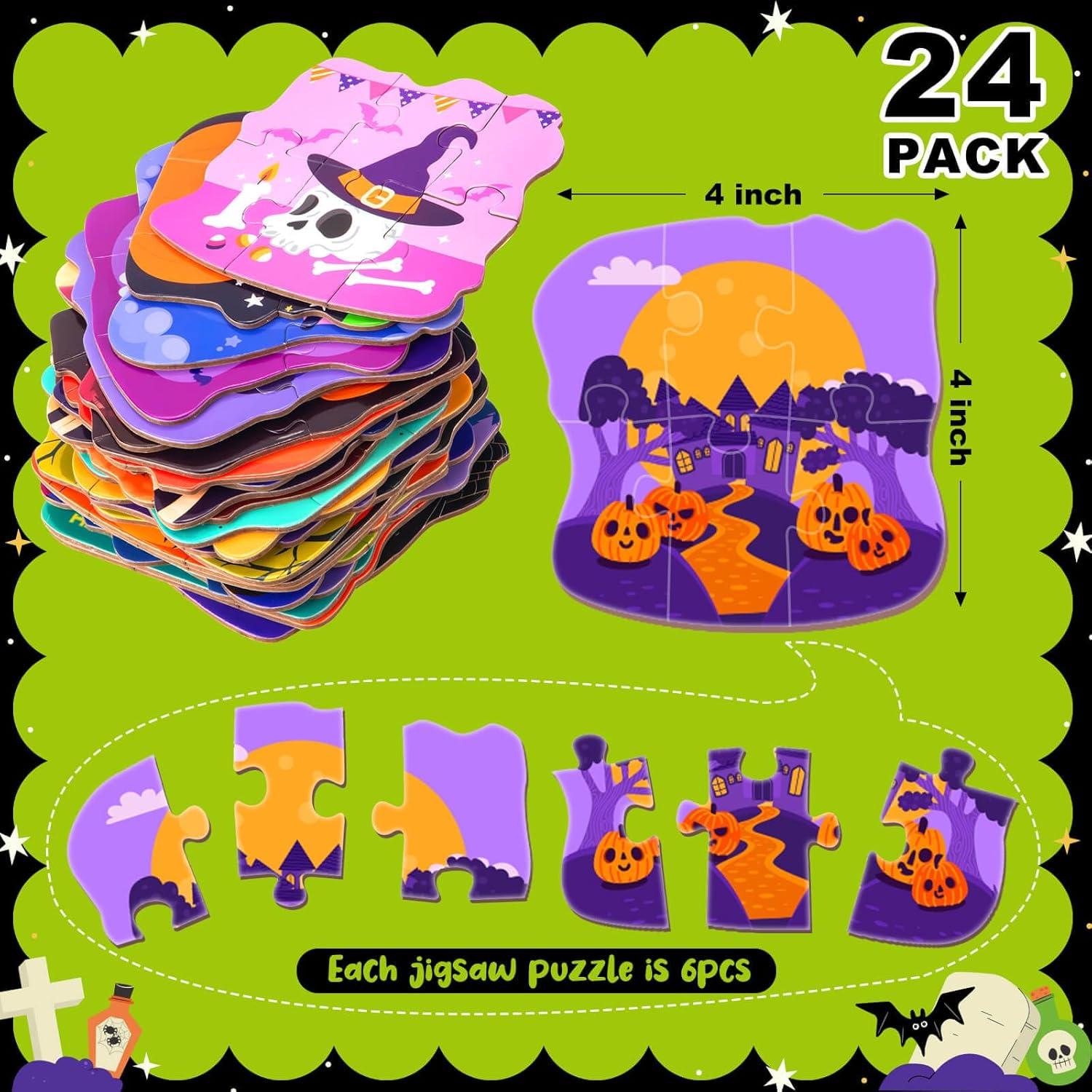 Paquete de 24 Rompecabezas de Halloween para Niños - HFAYDZSW