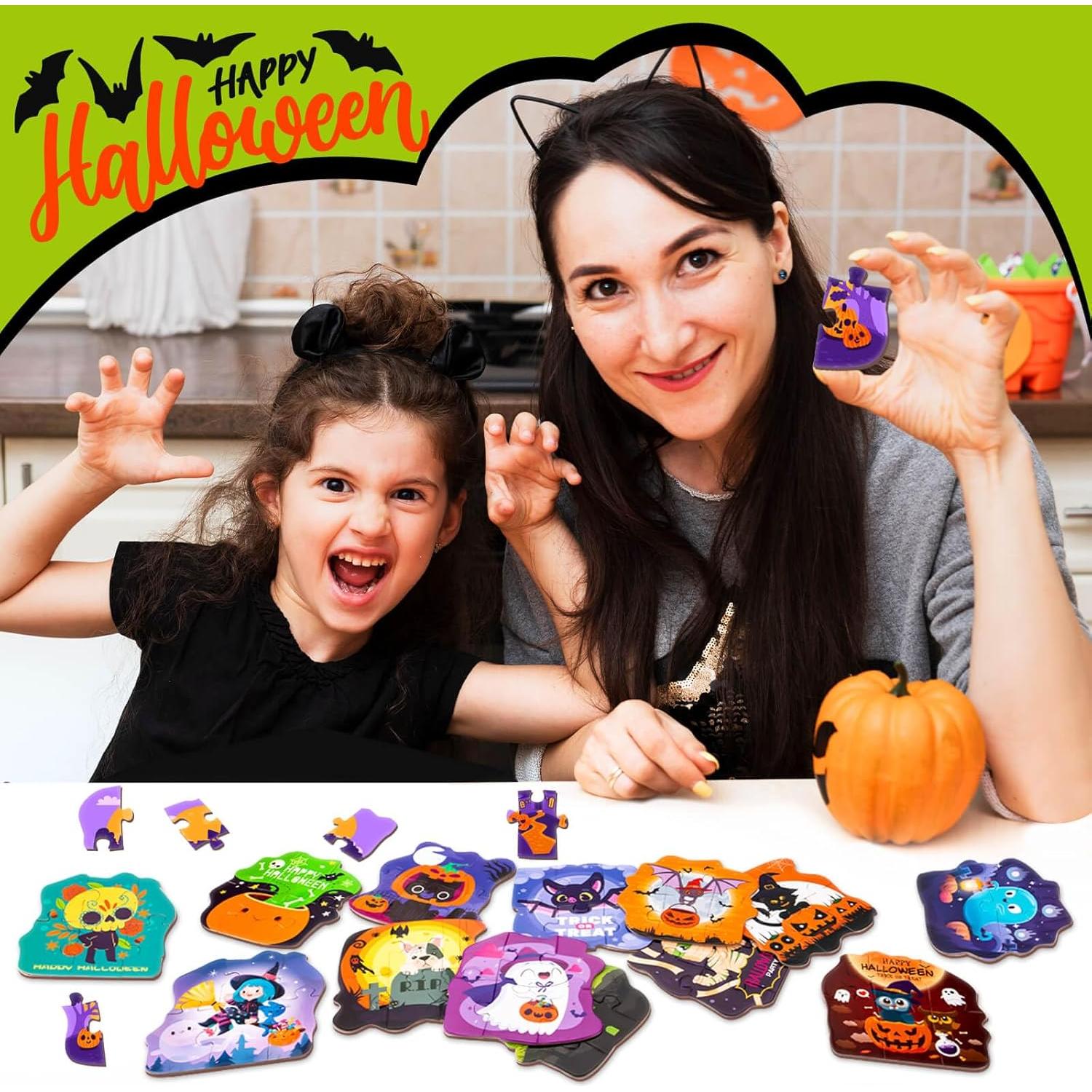 Paquete de 24 Rompecabezas de Halloween para Niños - HFAYDZSW