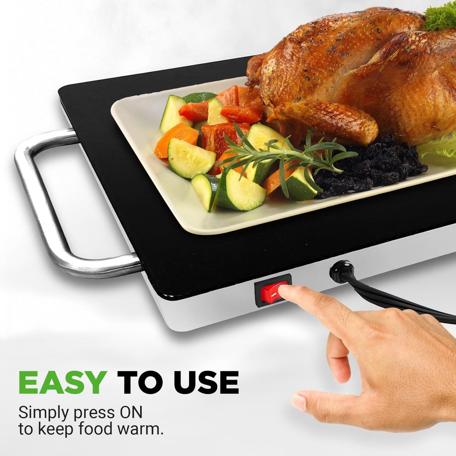 Bandeja Calentadora Eléctrica Nutrichef 36.8x21.8cm Vidrio Templado