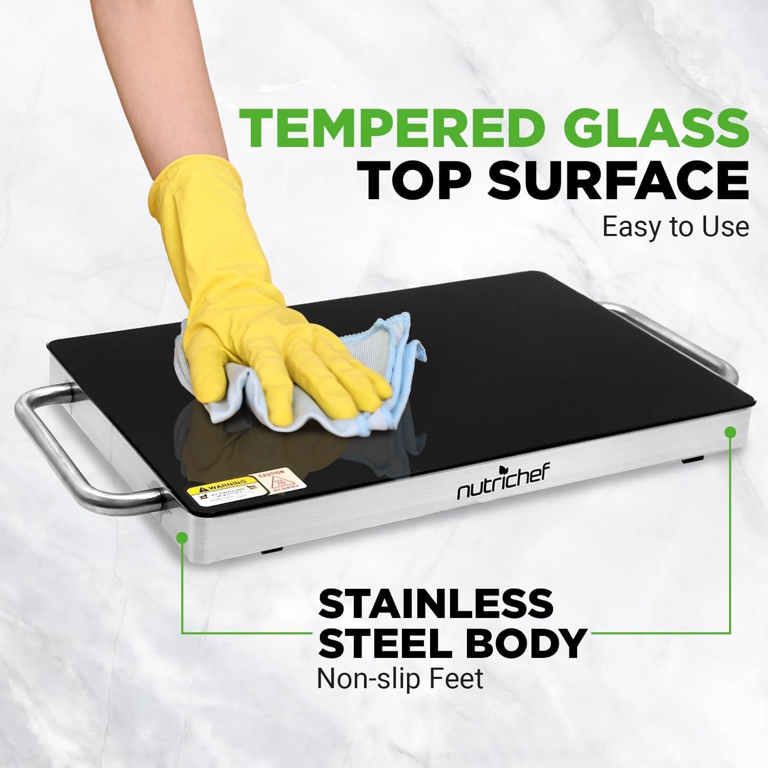 Bandeja Calentadora Eléctrica Nutrichef 36.8x21.8cm Vidrio Templado