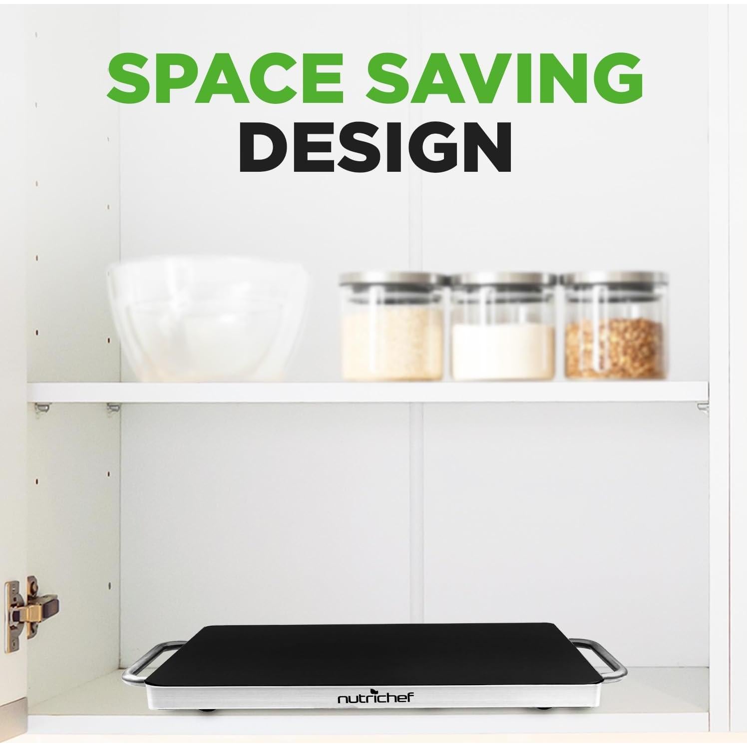 Bandeja Calentadora Eléctrica Nutrichef 36.8x21.8cm Vidrio Templado