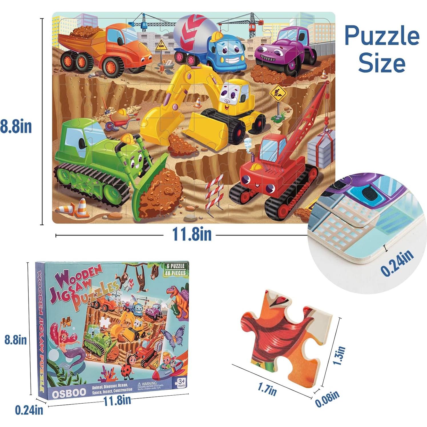 Rompecabezas de Madera OSBOO 48 Piezas para Niños 4-8 Años