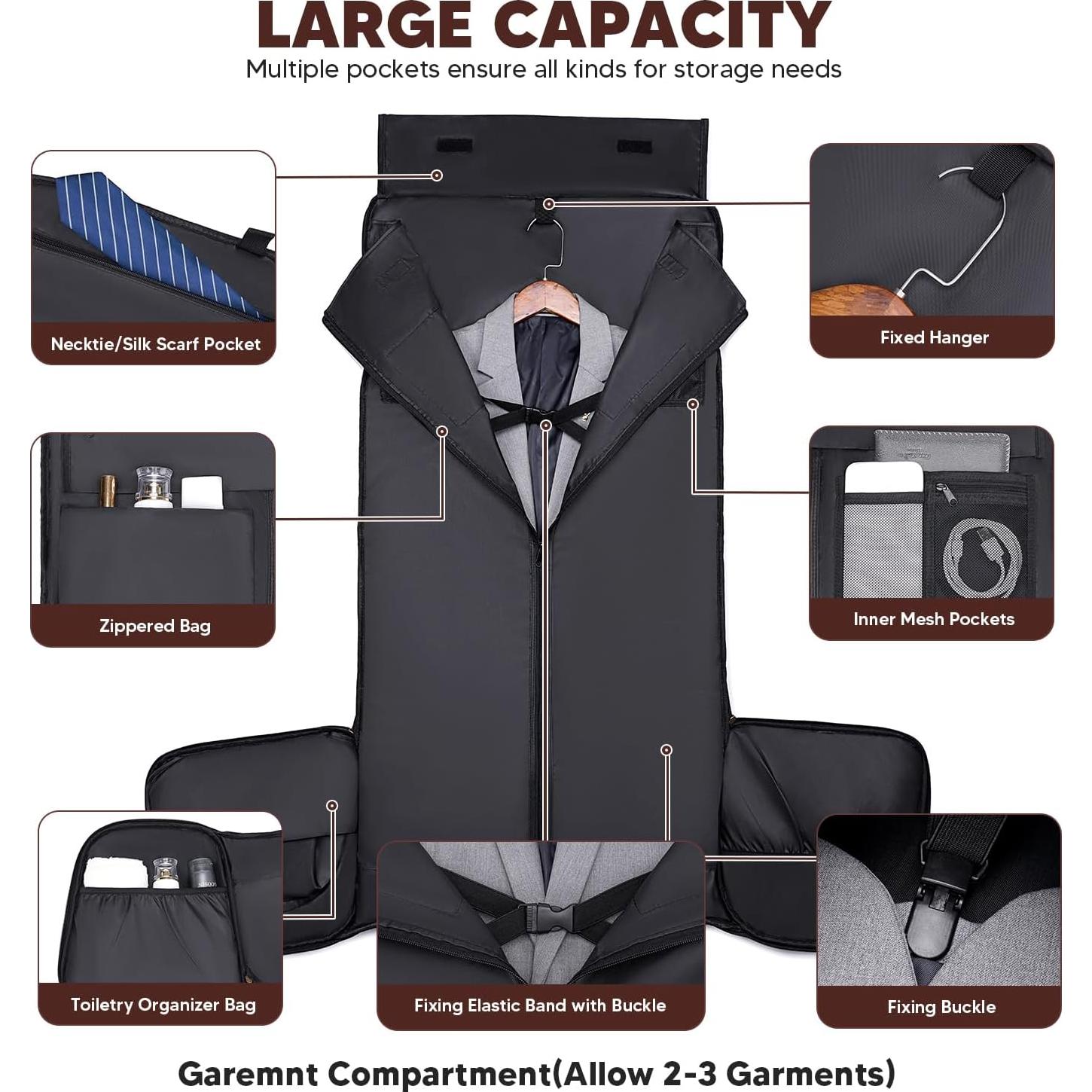 Bolsa de Ropa de Viaje Vessgra 2 en 1 Duffle Convertible 57.9cm