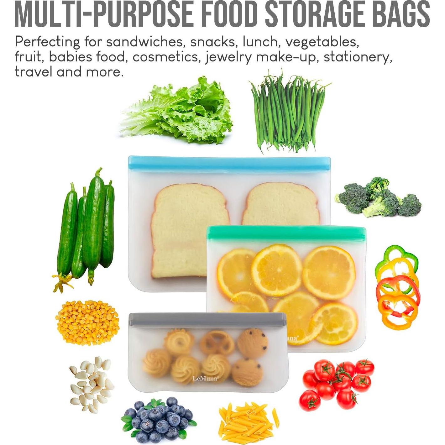 Paquete de 12 Bolsas Reutilizables LeMuna - 4 Galones, Sin BPA