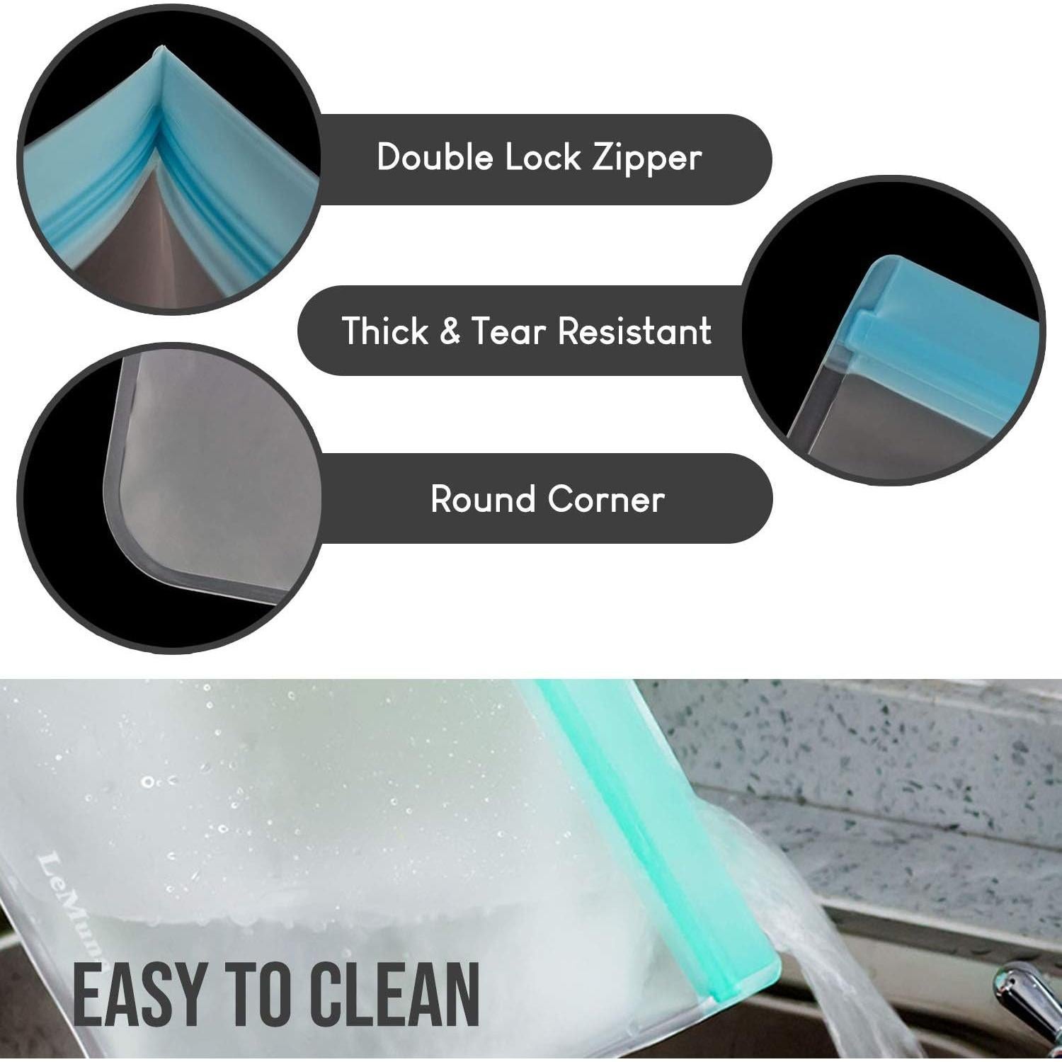 Paquete de 12 Bolsas Reutilizables LeMuna - 4 Galones, Sin BPA