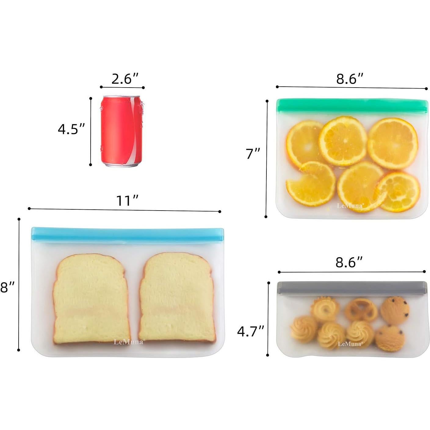 Paquete de 12 Bolsas Reutilizables LeMuna - 4 Galones, Sin BPA