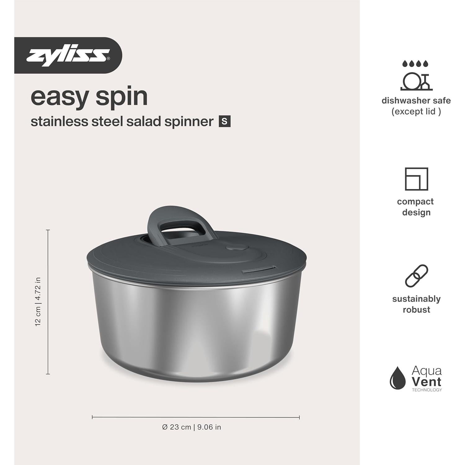 Zyliss Easy Spin Ensaladera Pequeña Acero Inoxidable 0.92kg