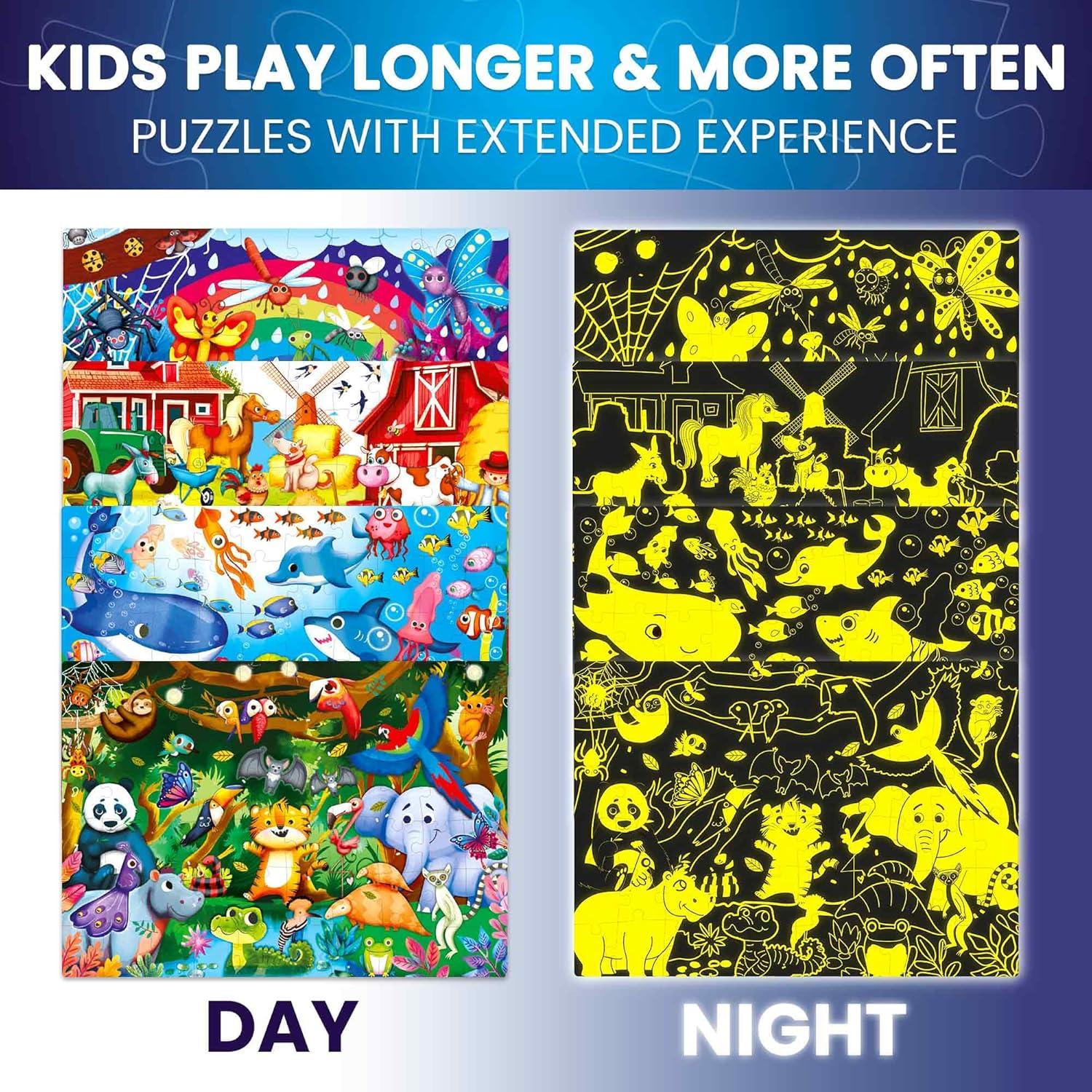 Rompecabezas Brillantes QUOKKA 4x60 Piezas para Niños 4-8 Años