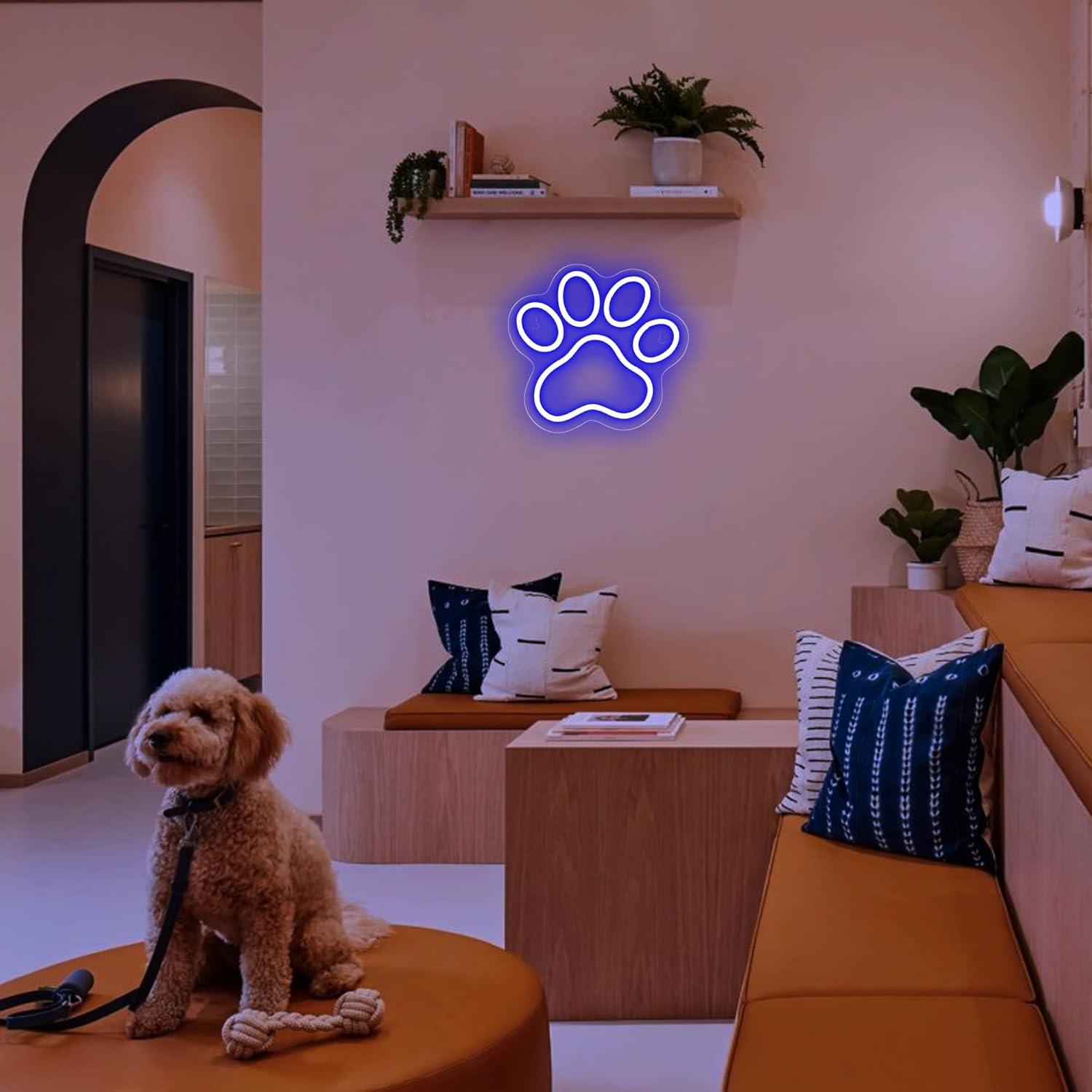 Luz de Neón LED Pata de Perro/Gato Aslanka Azul 23.5x25cm