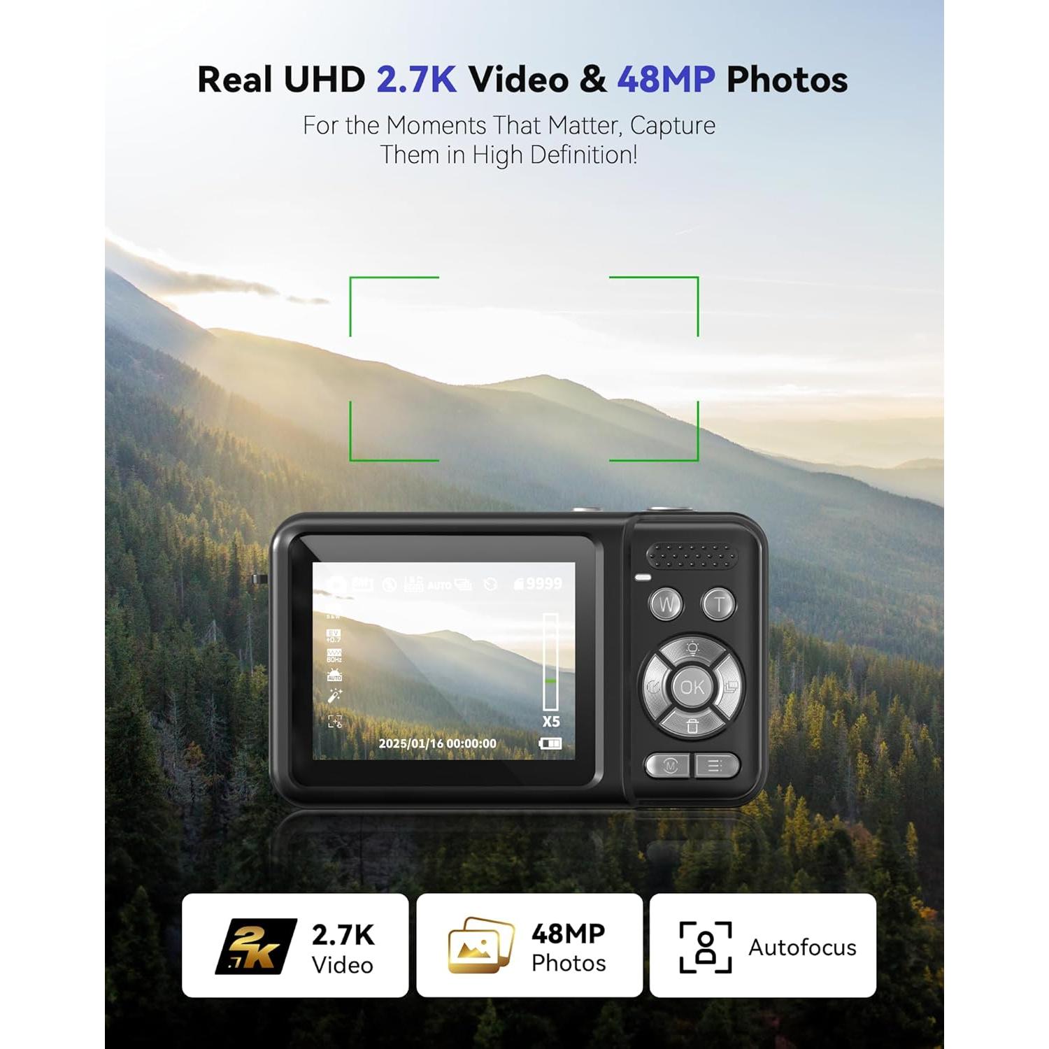 Cámara Digital Jexylon CA06 2.7K 48MP Pantalla Doble Zoom 18x