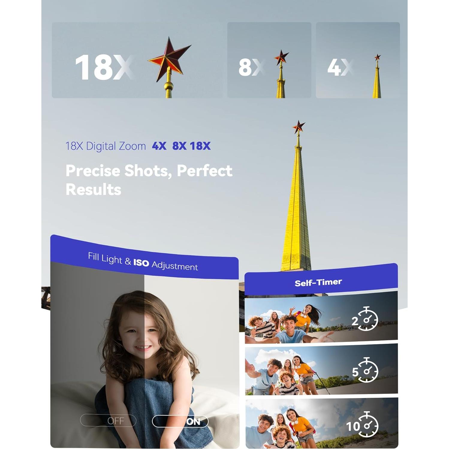 Cámara Digital Jexylon CA06 2.7K 48MP Pantalla Doble Zoom 18x