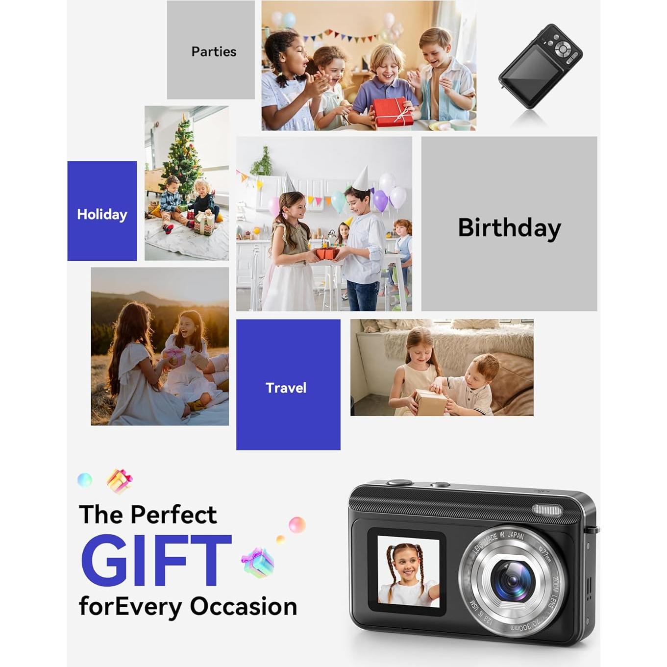 Cámara Digital Jexylon CA06 2.7K 48MP Pantalla Doble Zoom 18x