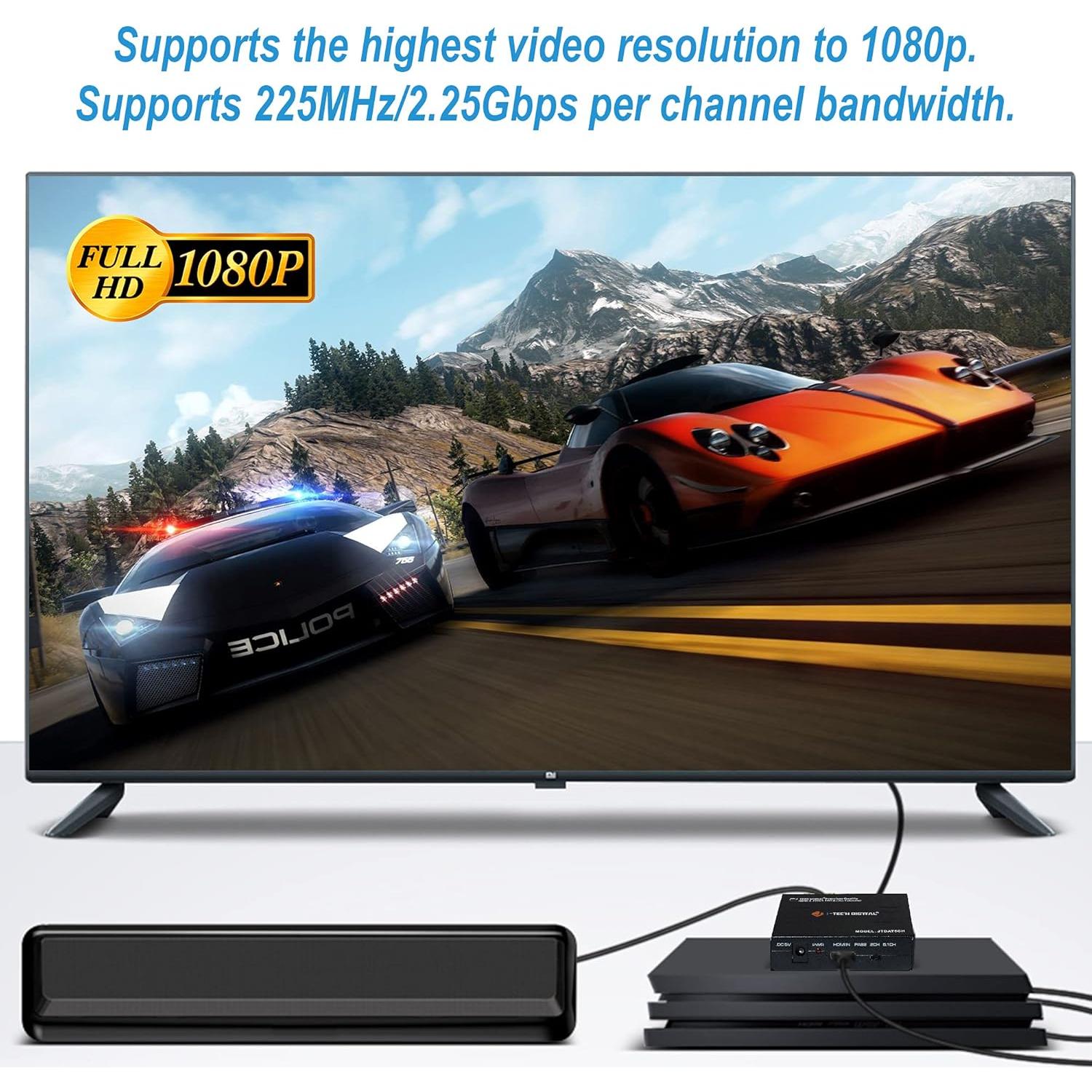 Extractor de Audio HDMI J-Tech Digital 4K@30Hz JTDAT5CH