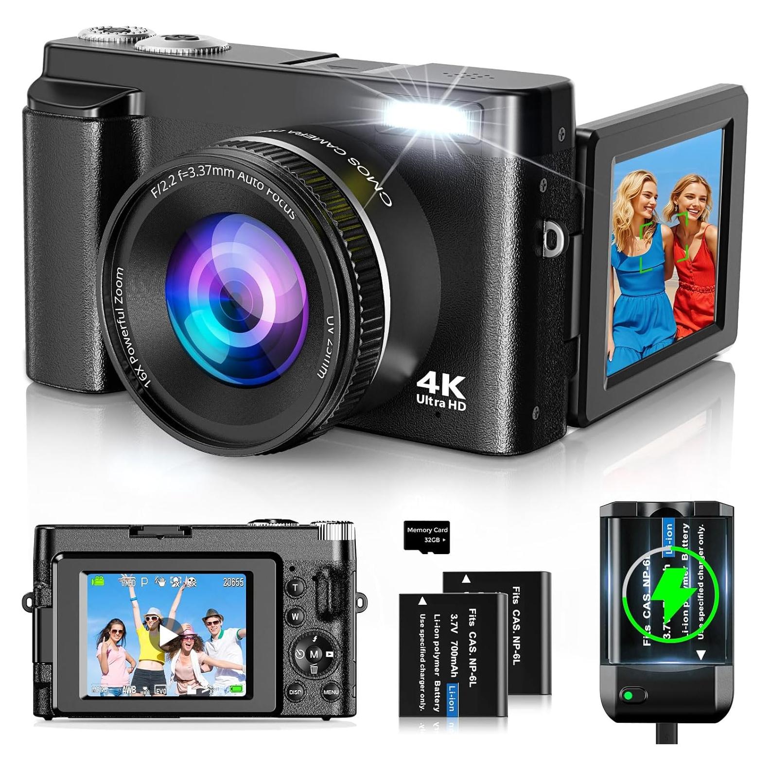 Cámara Digital 4K Oiadek DC101AF-4K 48MP Zoom 16x Pantalla 3"