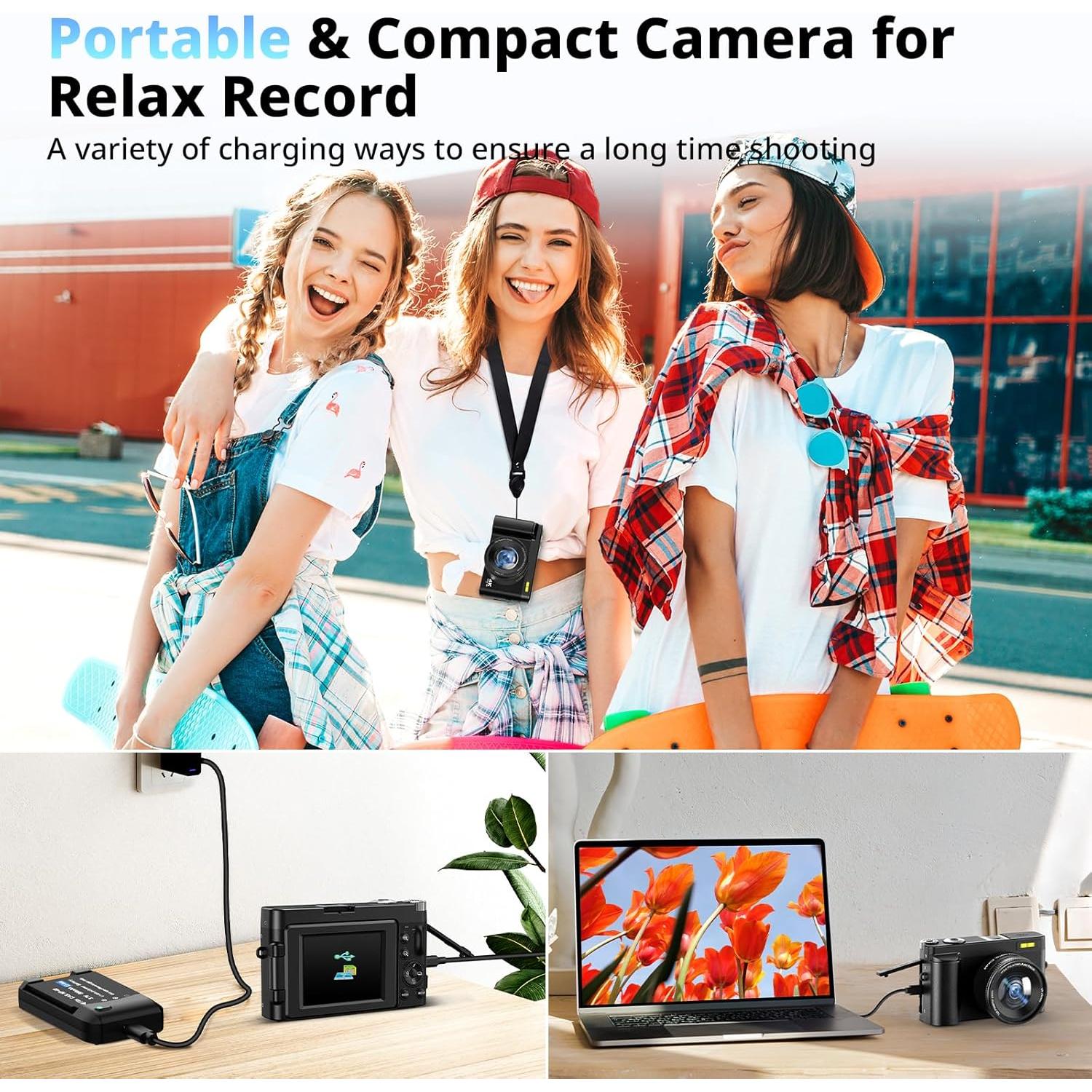 Cámara Digital 4K Oiadek DC101AF-4K 48MP Zoom 16x Pantalla 3"