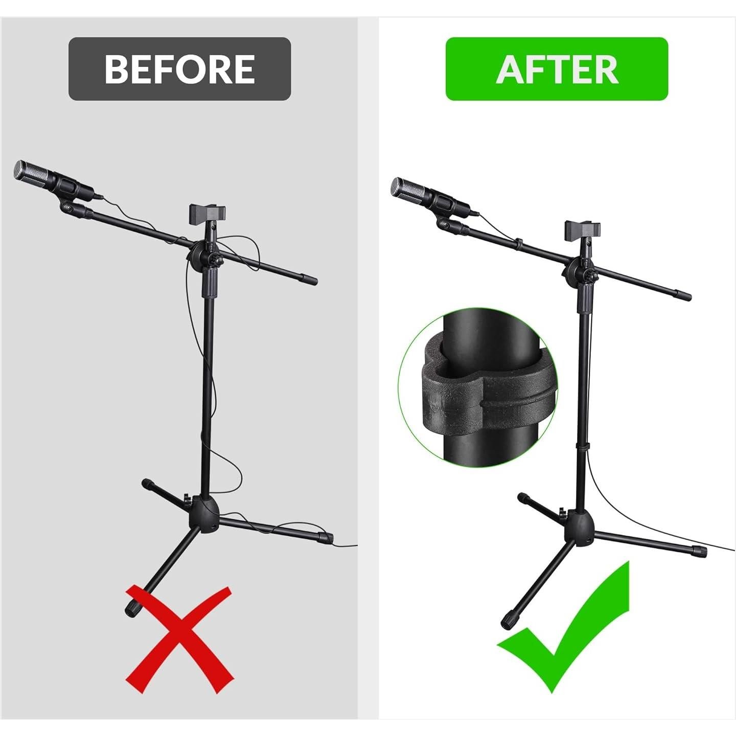 Soporte de micrófono de trípode ajustable con 2 clips negro