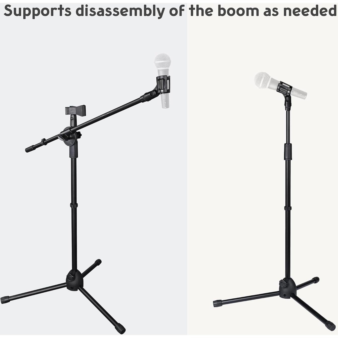 Soporte de micrófono de trípode ajustable con 2 clips negro