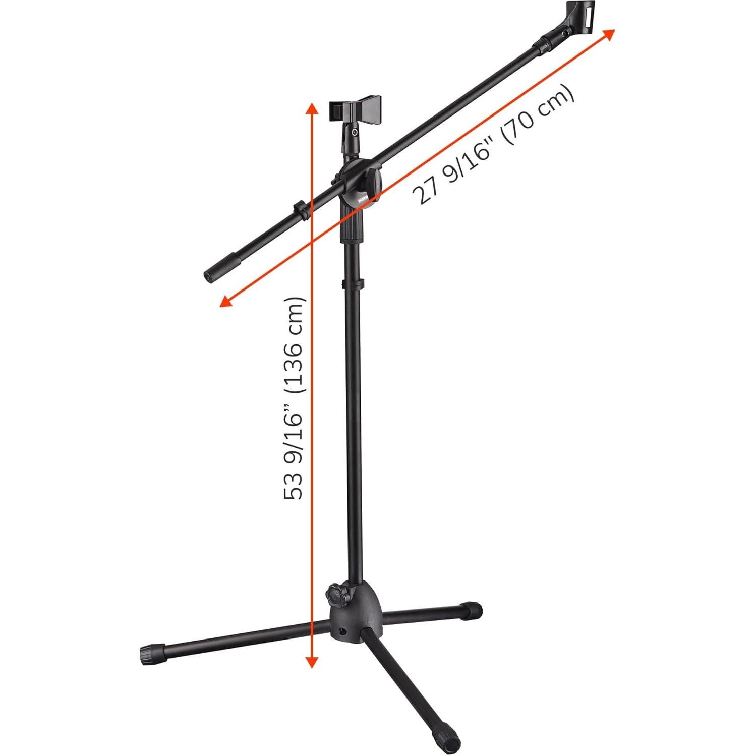 Soporte de micrófono de trípode ajustable con 2 clips negro