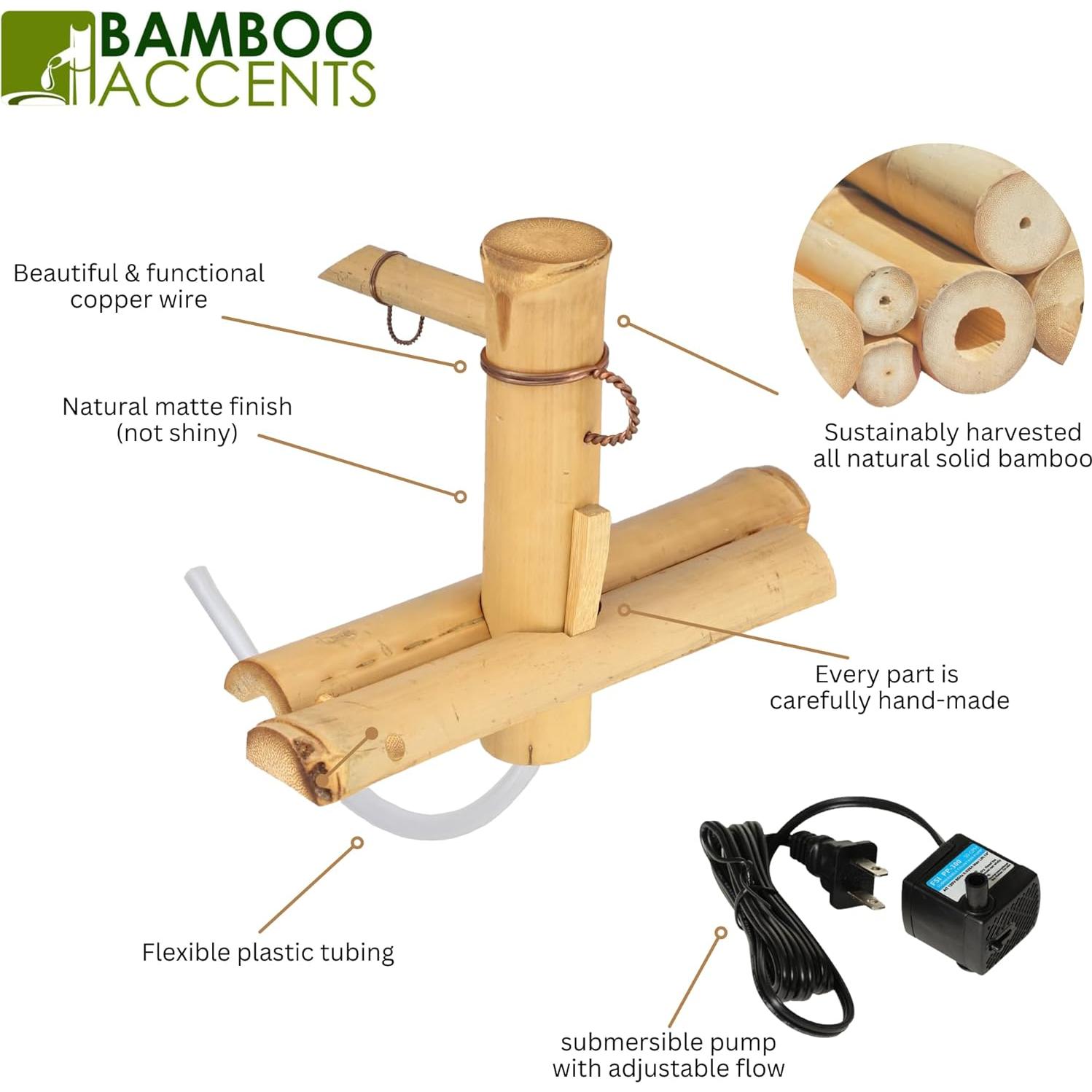 Fuente de Agua Zen Bamboo Accents 17.78 cm Ajustable Natural