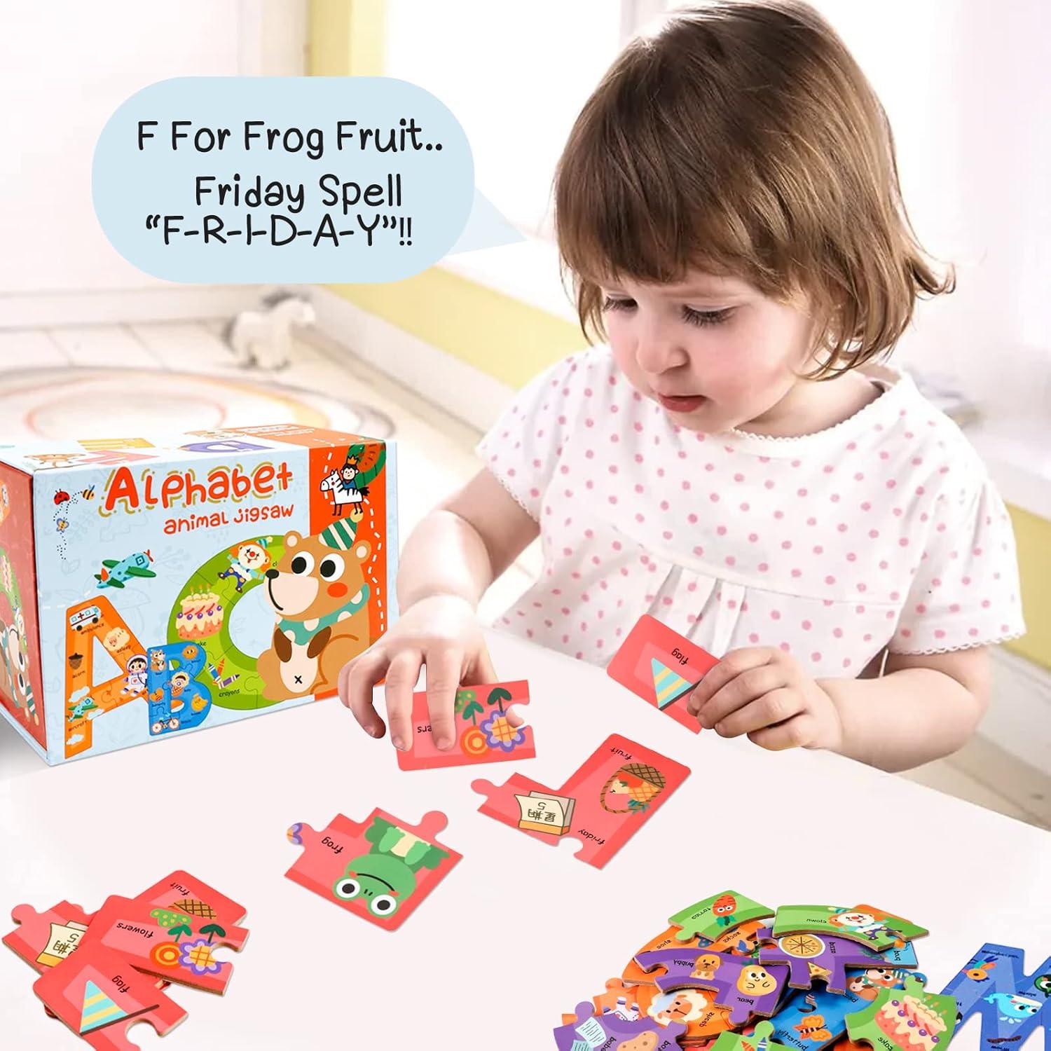 Rompecabezas de Alfabeto de Madera NAODONGLI para Niños 3-6 Años