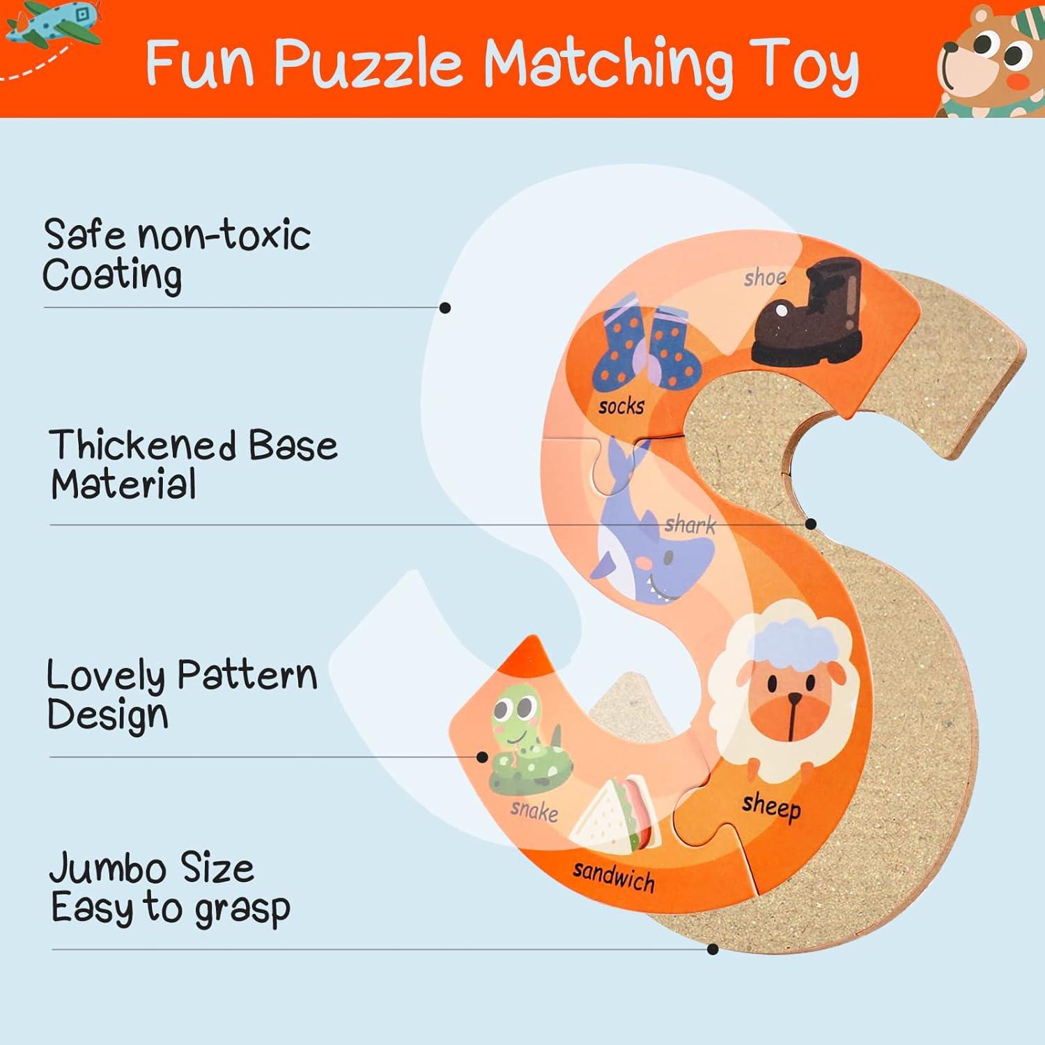 Rompecabezas de Alfabeto de Madera NAODONGLI para Niños 3-6 Años