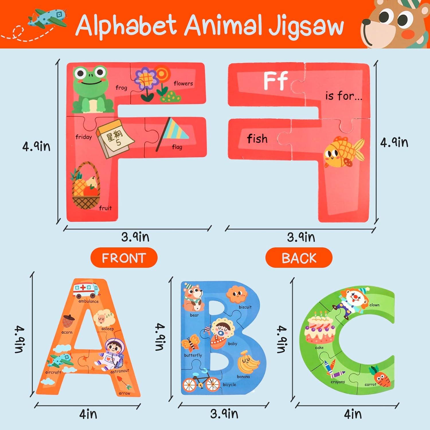 Rompecabezas de Alfabeto de Madera NAODONGLI para Niños 3-6 Años