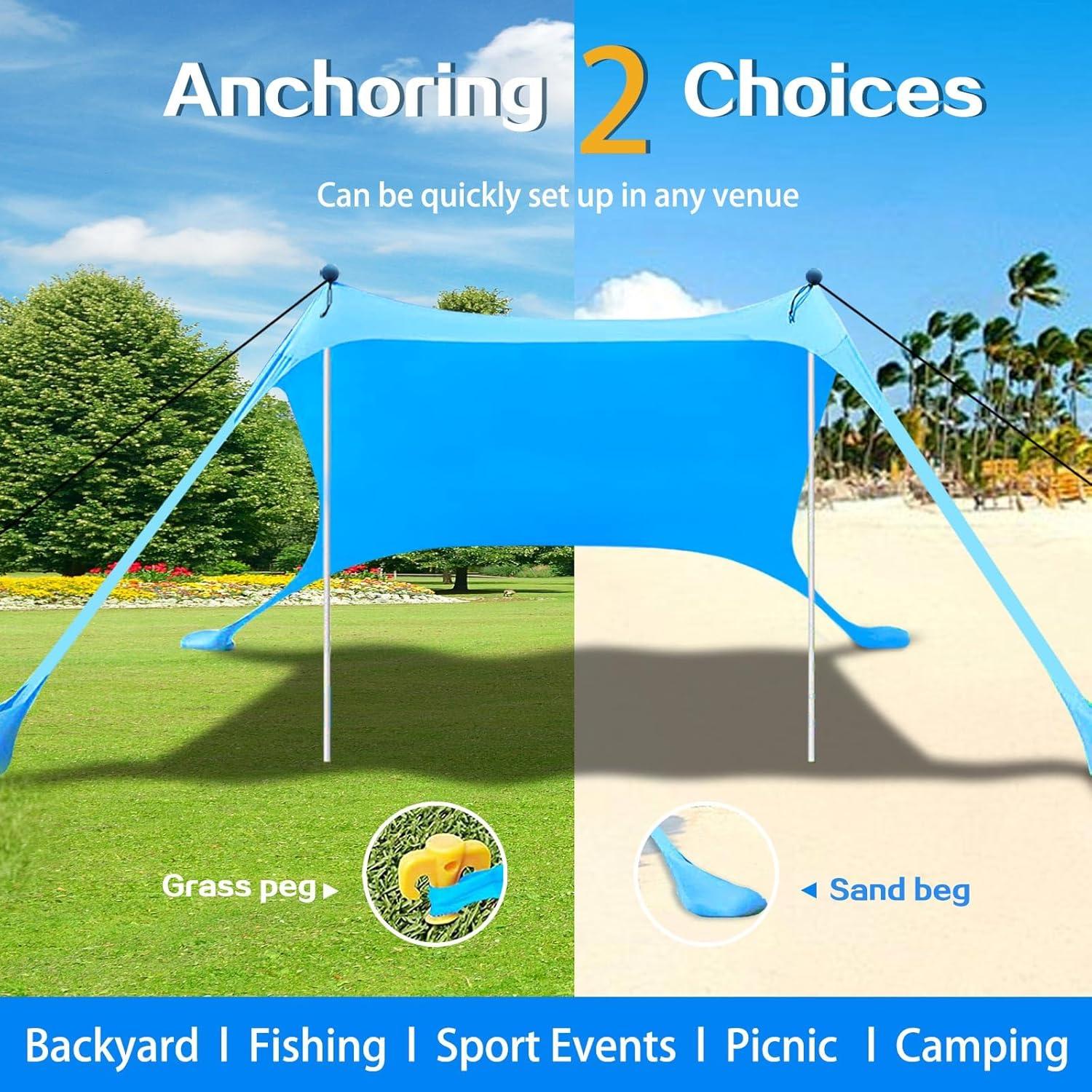 Canopy Playa YENGIAM 3.35x3.35m UPF50+ Turquesa