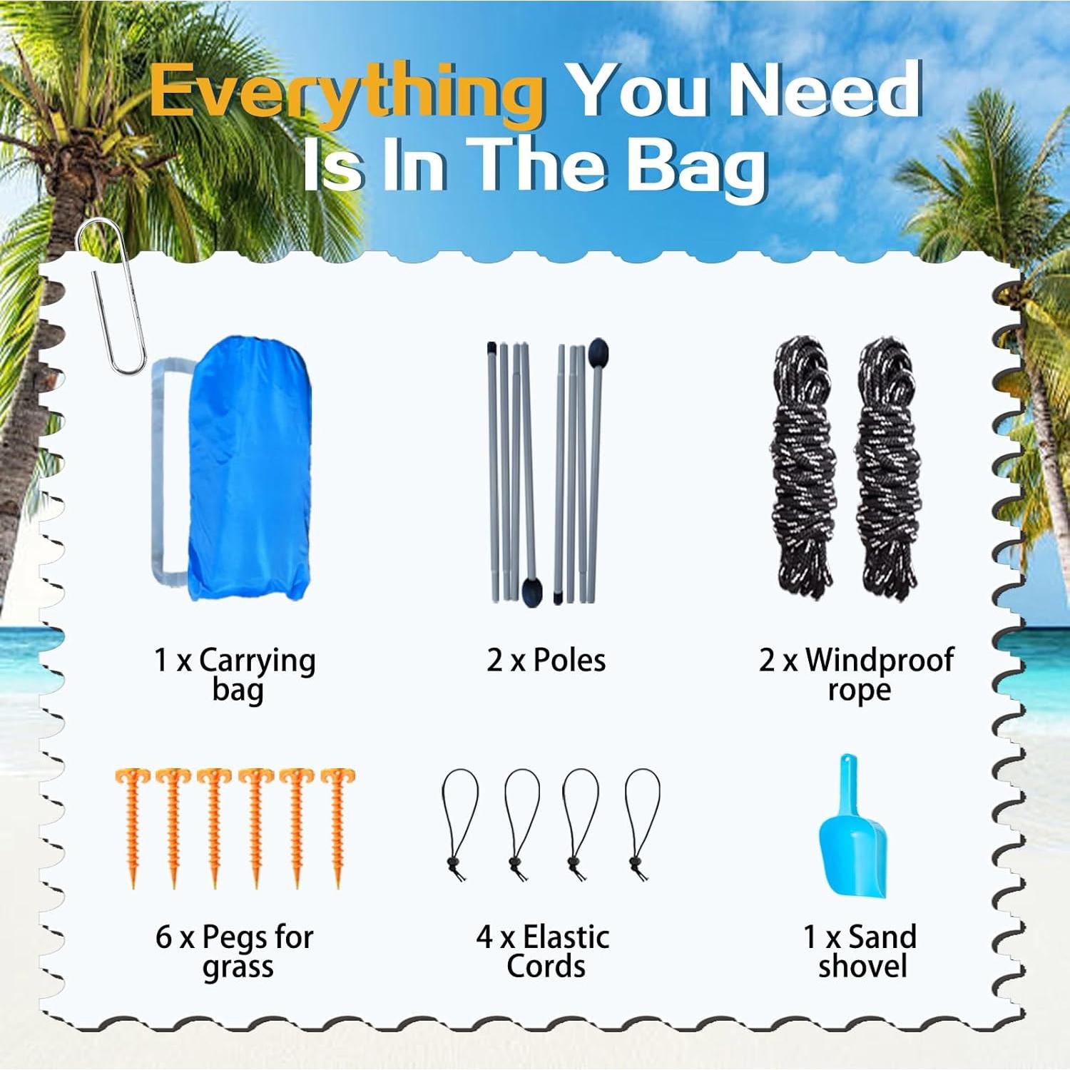 Canopy Playa YENGIAM 3.35x3.35m UPF50+ Turquesa