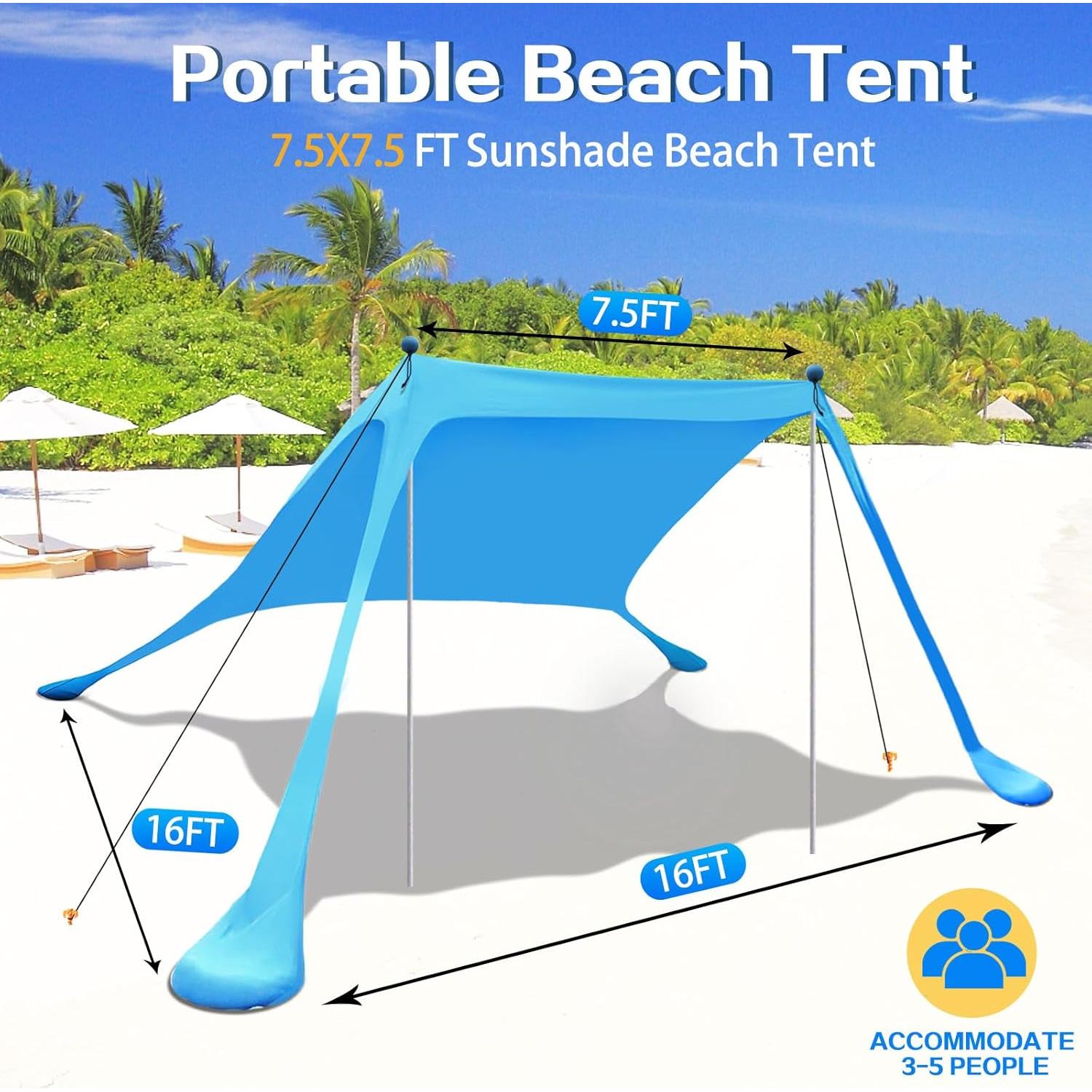 Canopy Playa YENGIAM 3.35x3.35m UPF50+ Turquesa