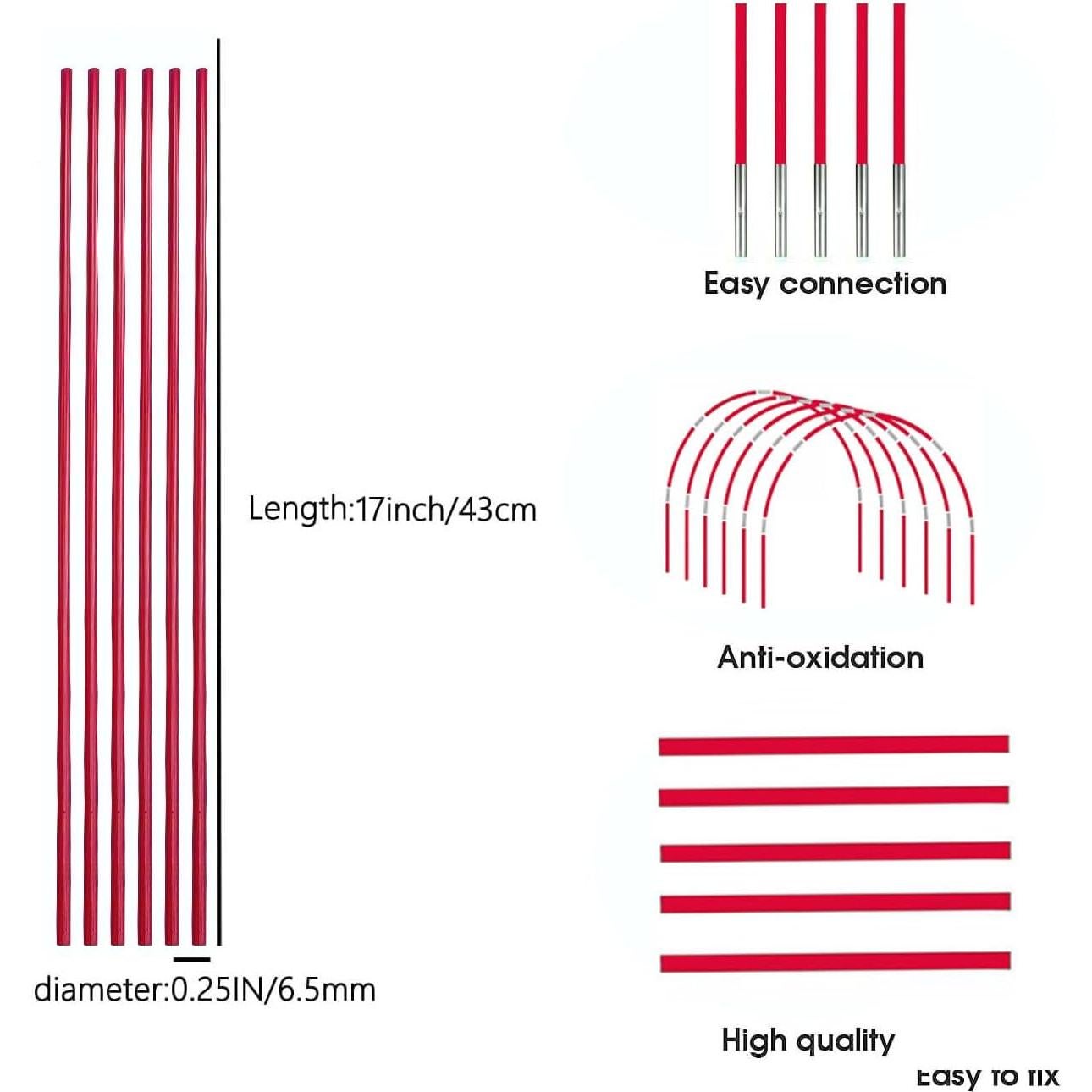 Barras de Tienda de Camping Fercery 36 Piezas 6.5mm Fibra de Vidrio
