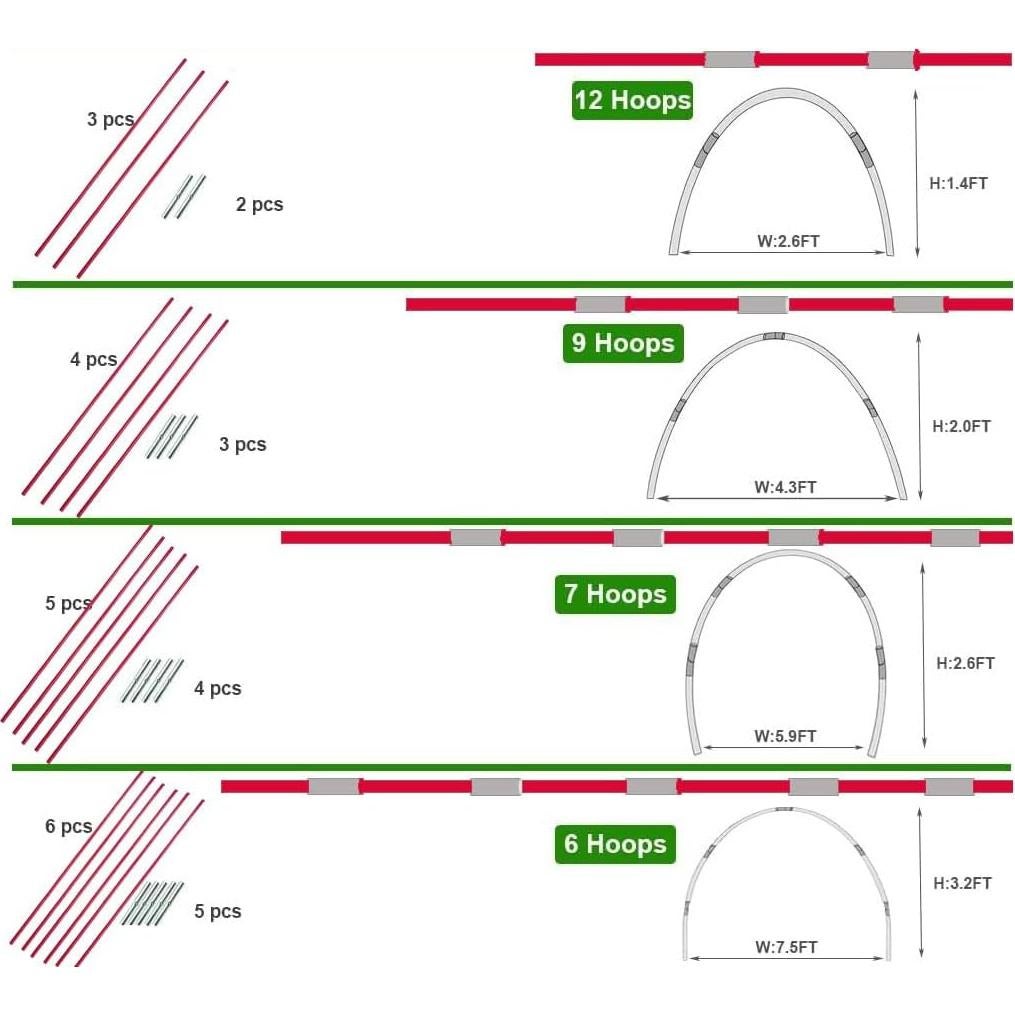 Barras de Tienda de Camping Fercery 36 Piezas 6.5mm Fibra de Vidrio
