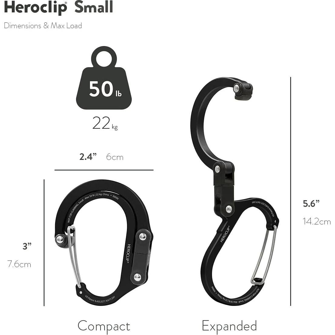 Clip Carabinero GEAR AID Heroclip Pequeño 22.68 kg Negro/Rojo