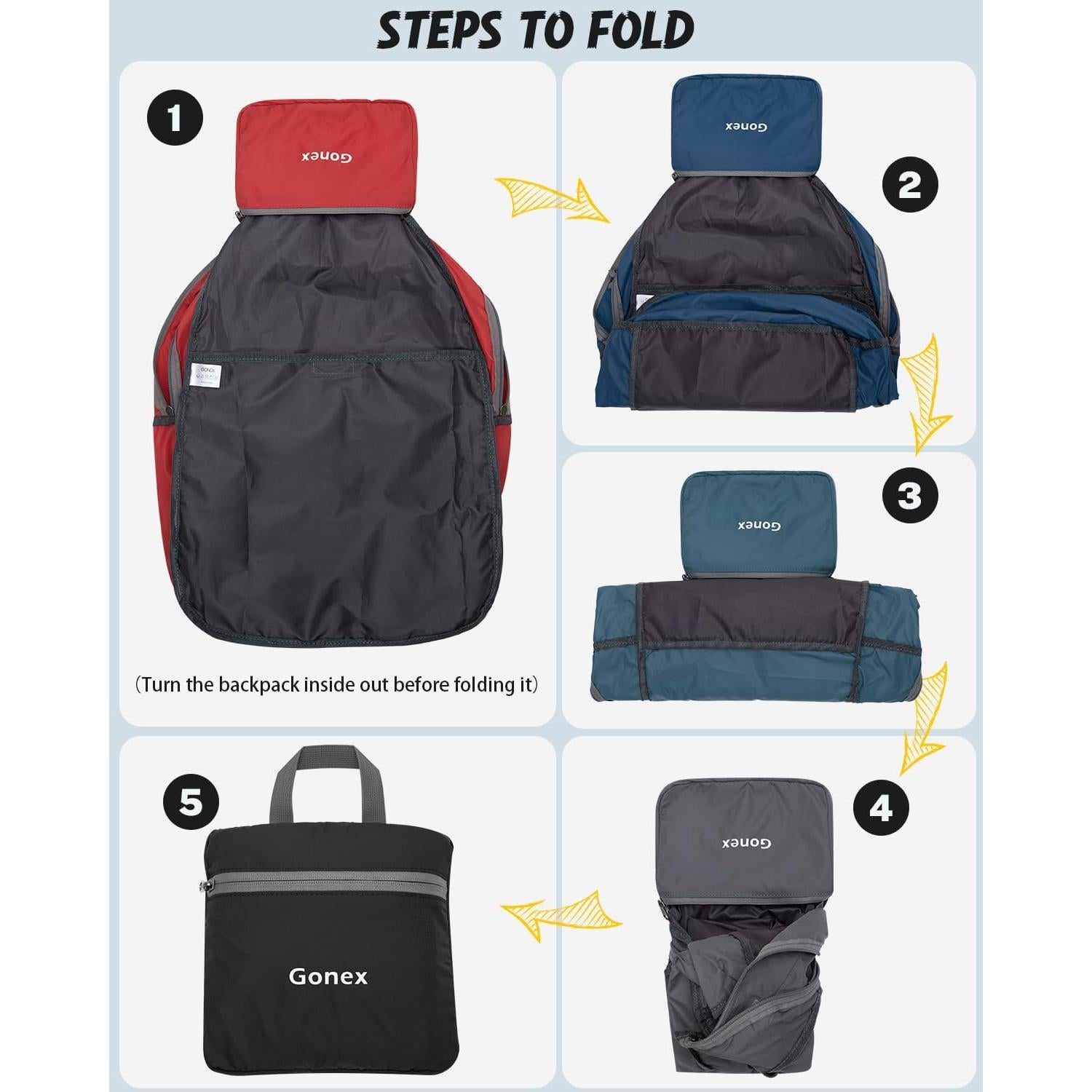 Mochila Plegable Gonex 30L Ultra Ligera Negra para Senderismo