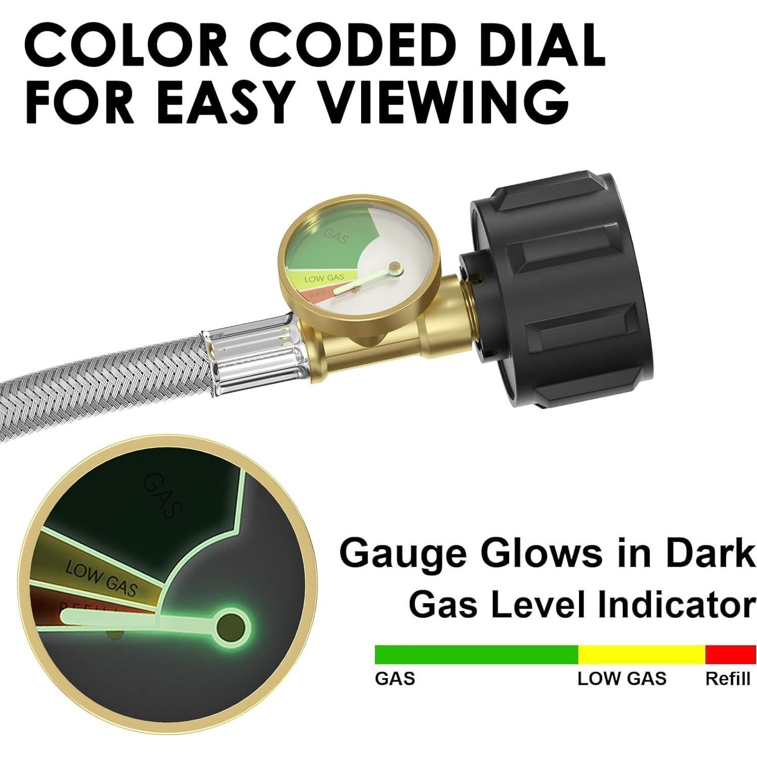 Adaptador de Manguera de Propano 12FT NQN con Medidor