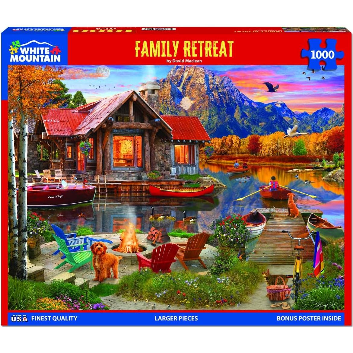 Rompecabezas 1000 Piezas White Mountain Cabaña Lago Otoño