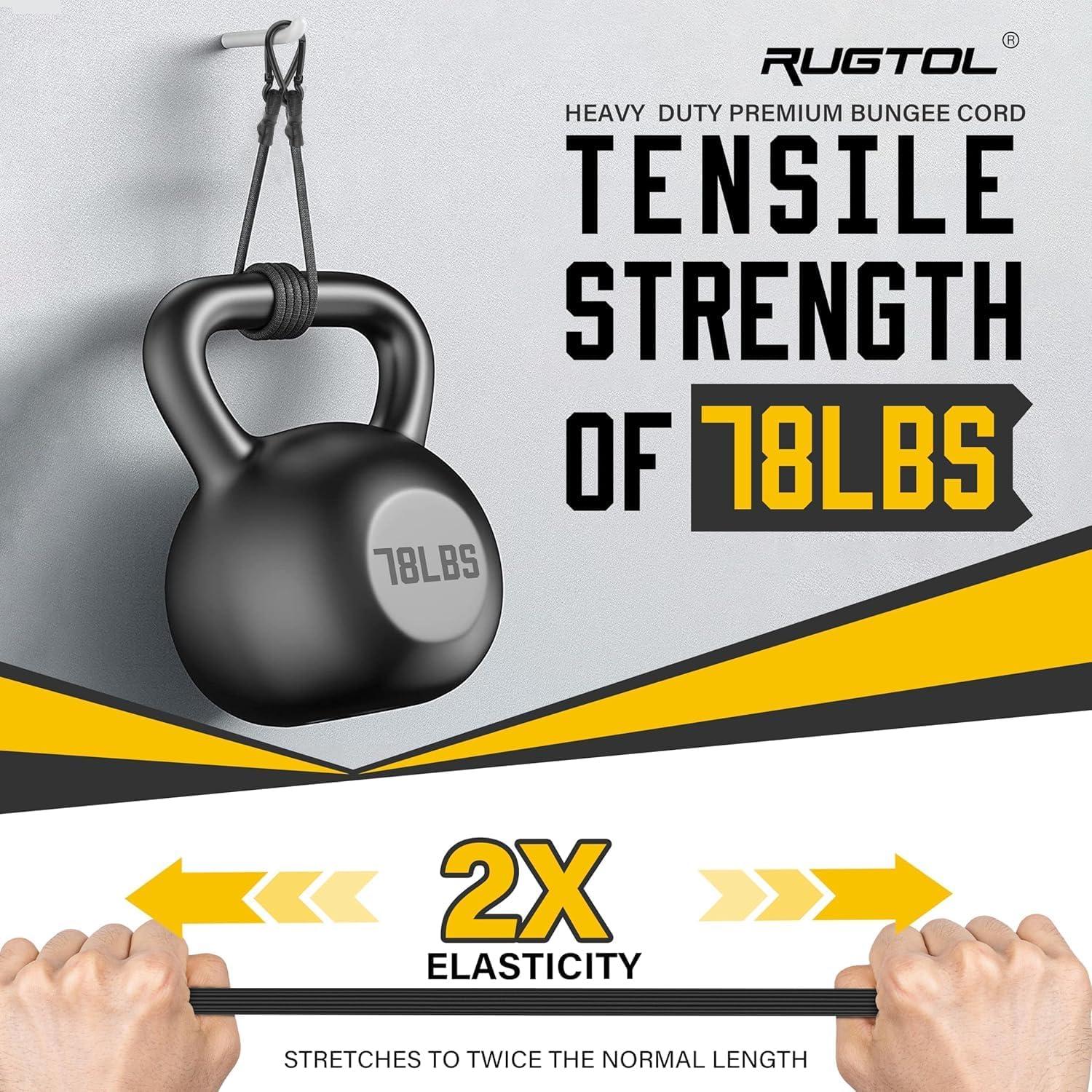 Cuerdas Bungee Rugtol 30 cm con Ganchos de Alta Resistencia - Paquete de 6