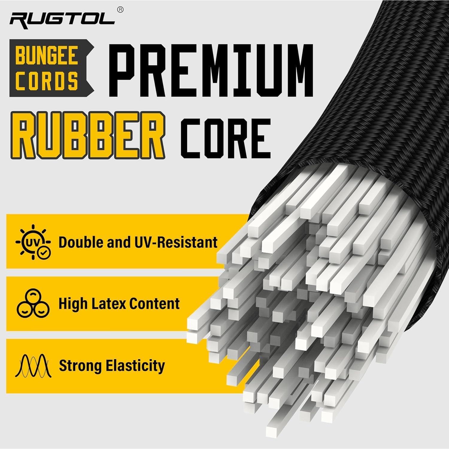 Cuerdas Bungee Rugtol 30 cm con Ganchos de Alta Resistencia - Paquete de 6