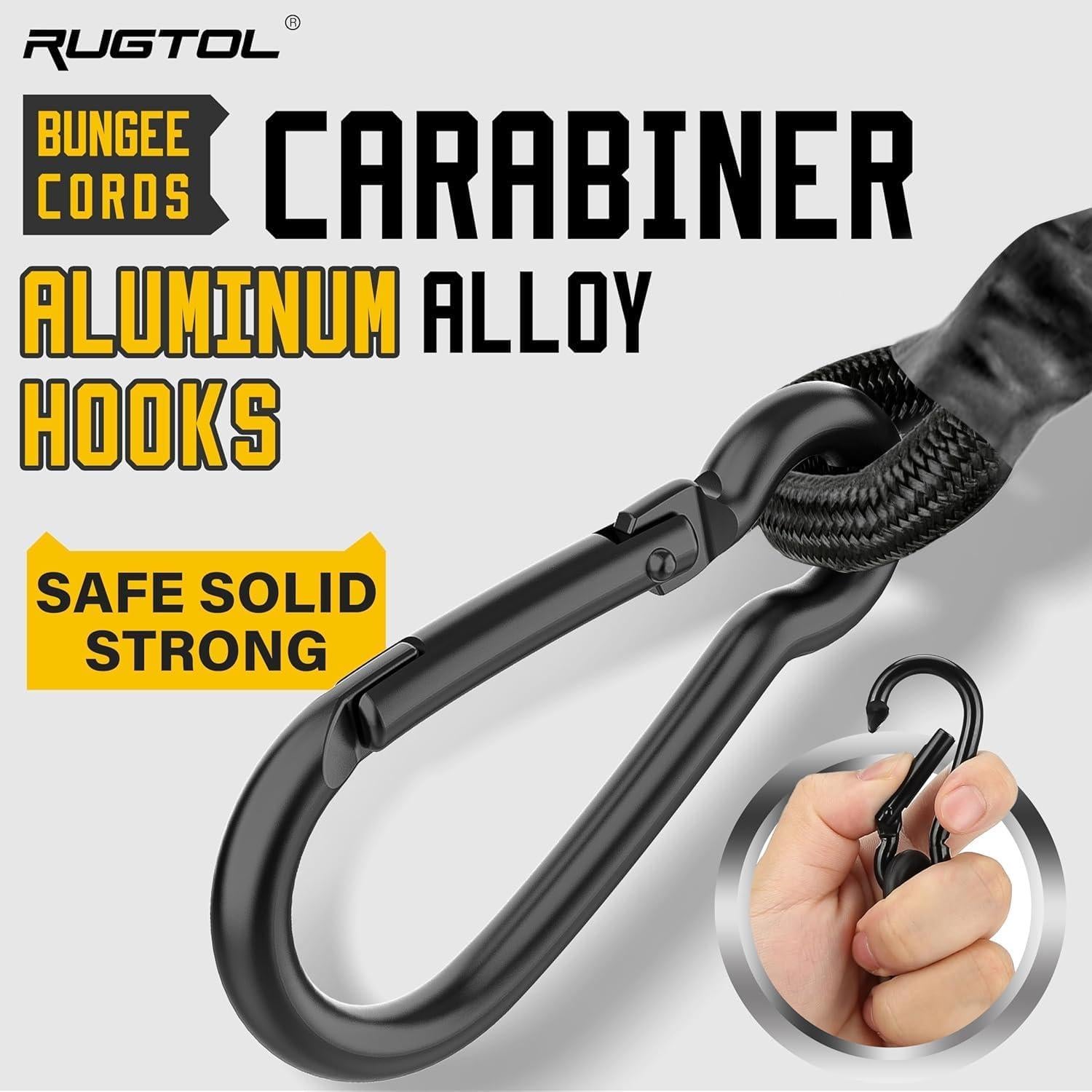 Cuerdas Bungee Rugtol 30 cm con Ganchos de Alta Resistencia - Paquete de 6