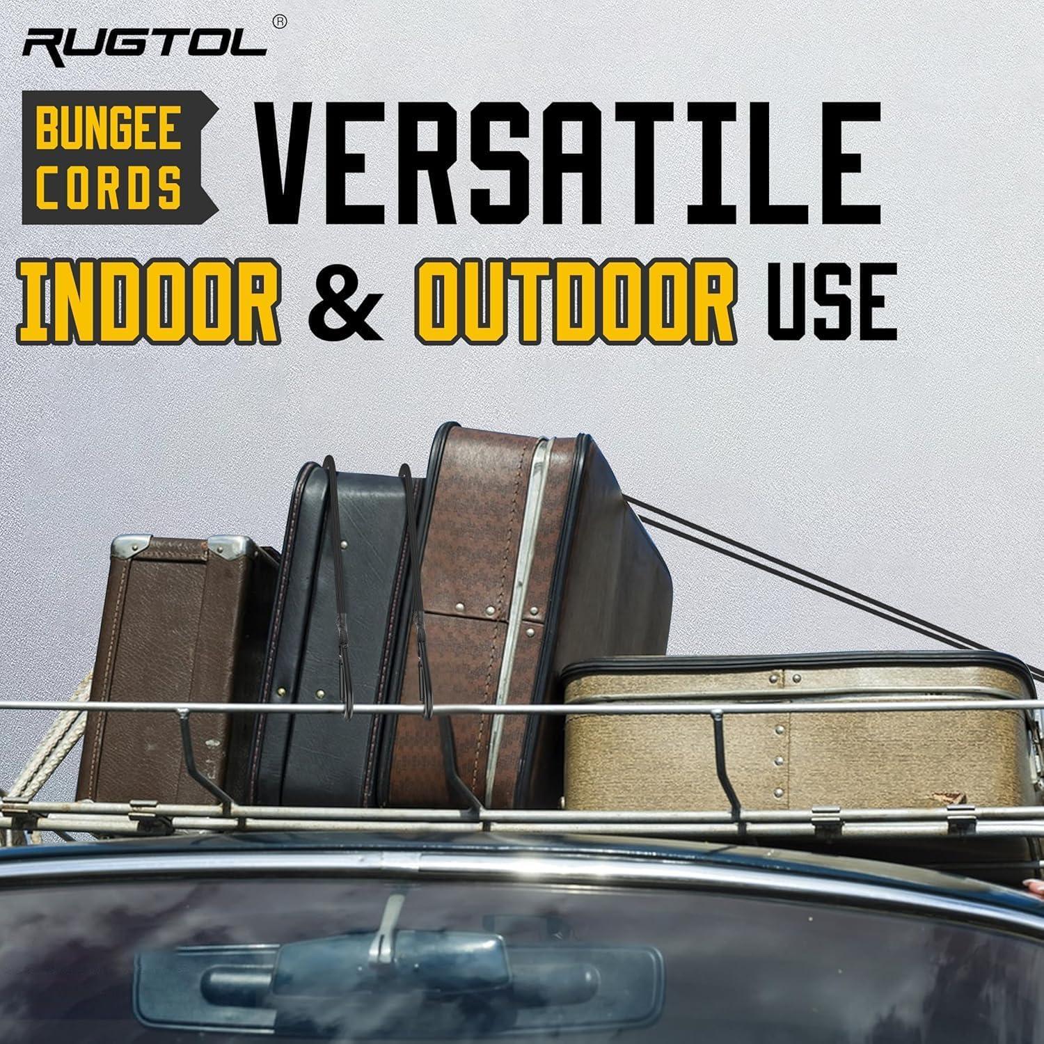 Cuerdas Bungee Rugtol 30 cm con Ganchos de Alta Resistencia - Paquete de 6