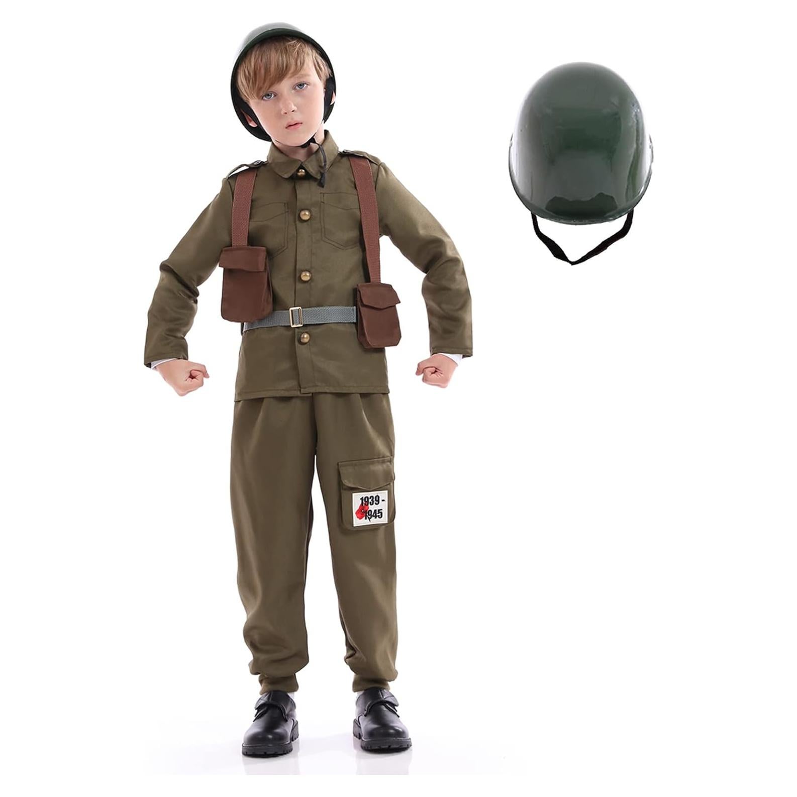 Disfraz de Soldado WWII para Niños Unisex con Casco