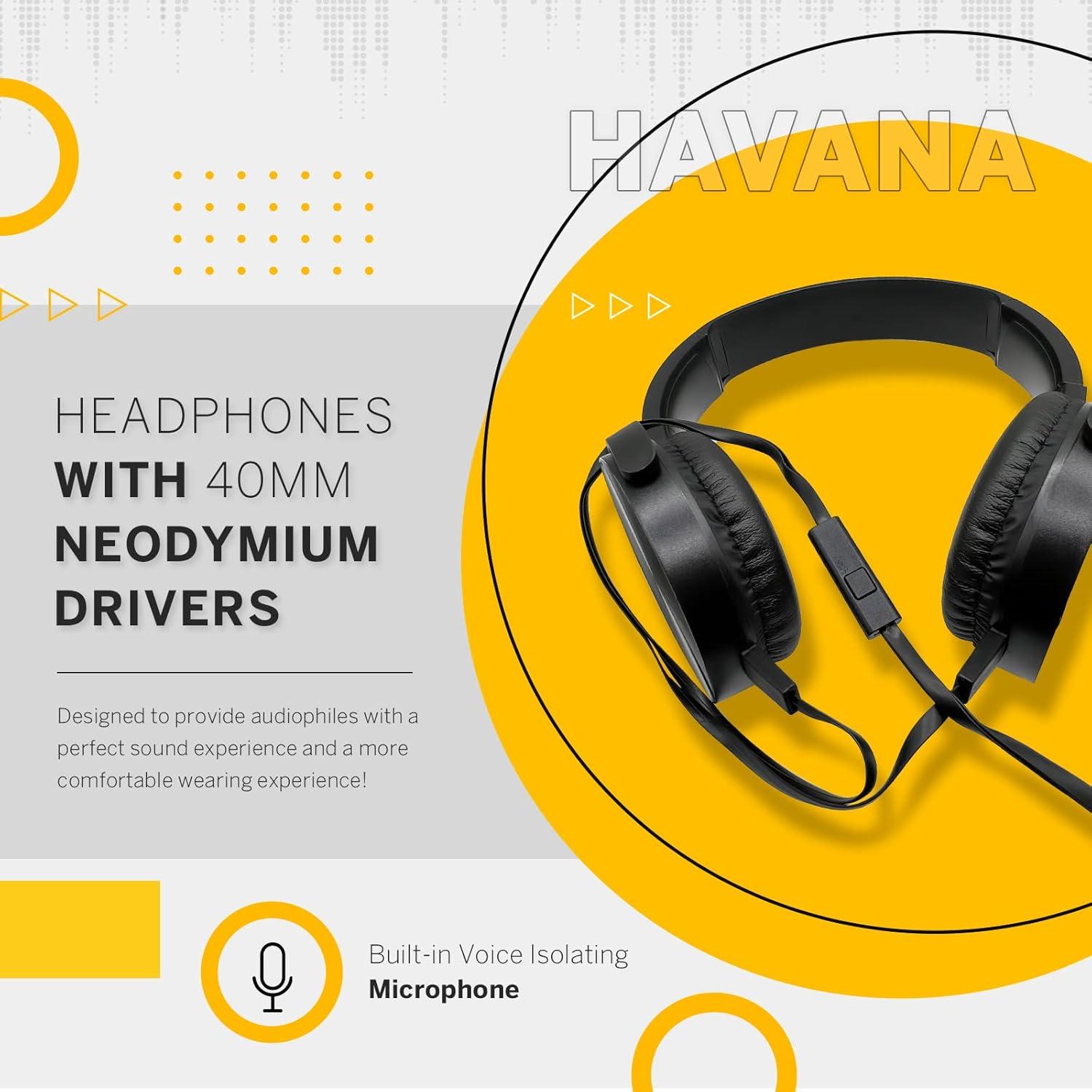 Auriculares de Estudio SANTANA HAV100 con Cable Negro