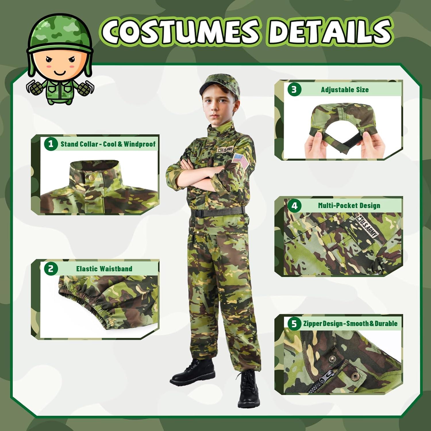 Disfraz de Ejército para Niños GIFTINBOX Camuflaje Grande