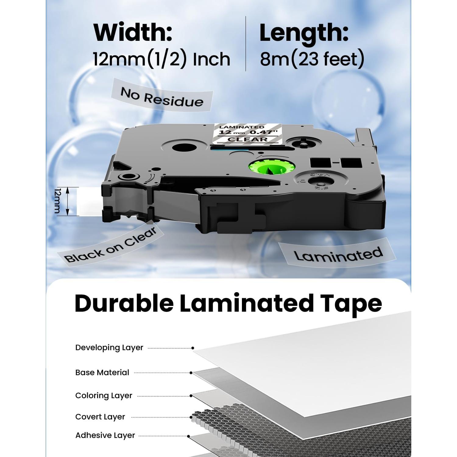 Cinta de Etiquetadora Oozmas TZe-131 12mm Negra sobre Transparente