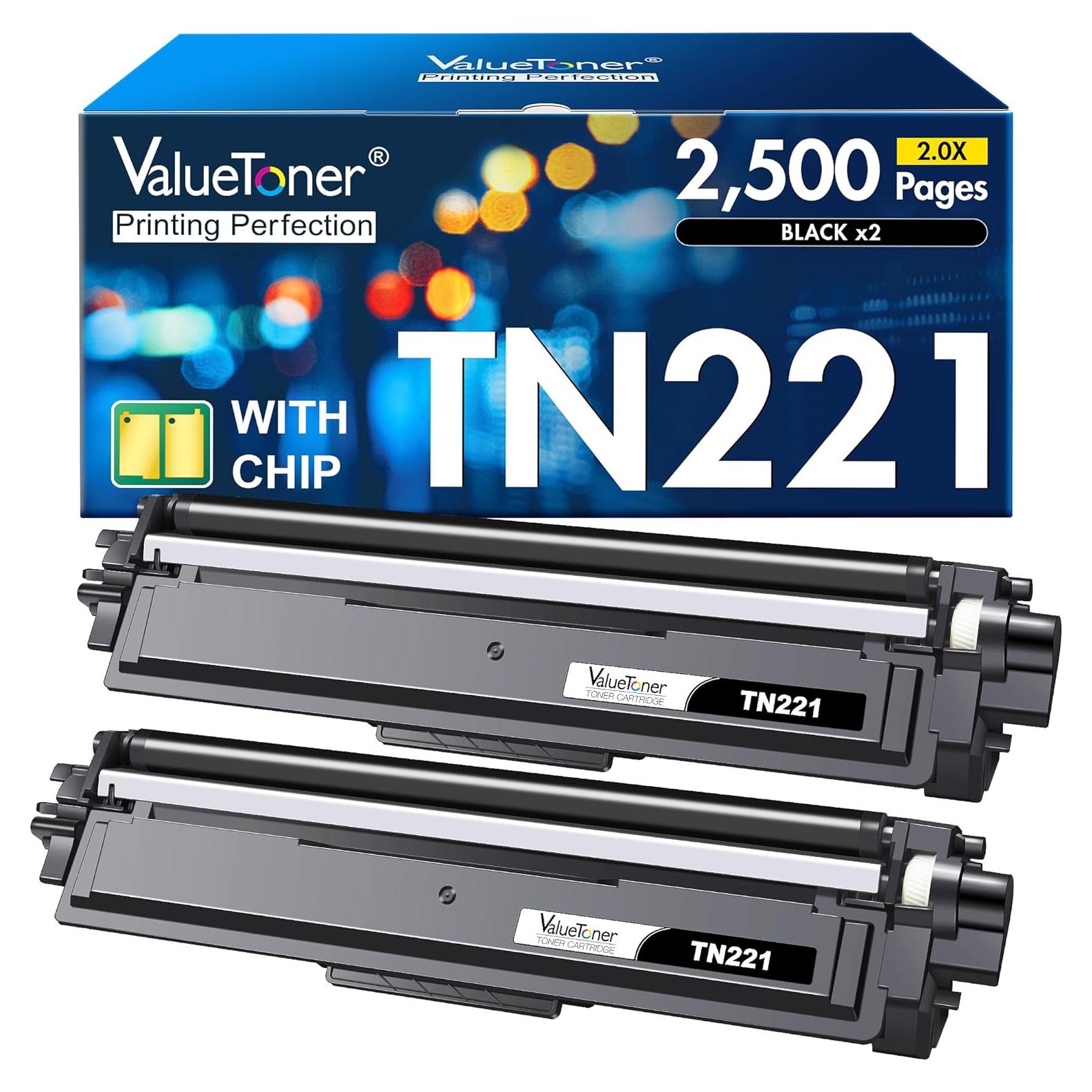 Cartucho de Tóner Negro Valuetoner TN221 Compatible 2 Paquete