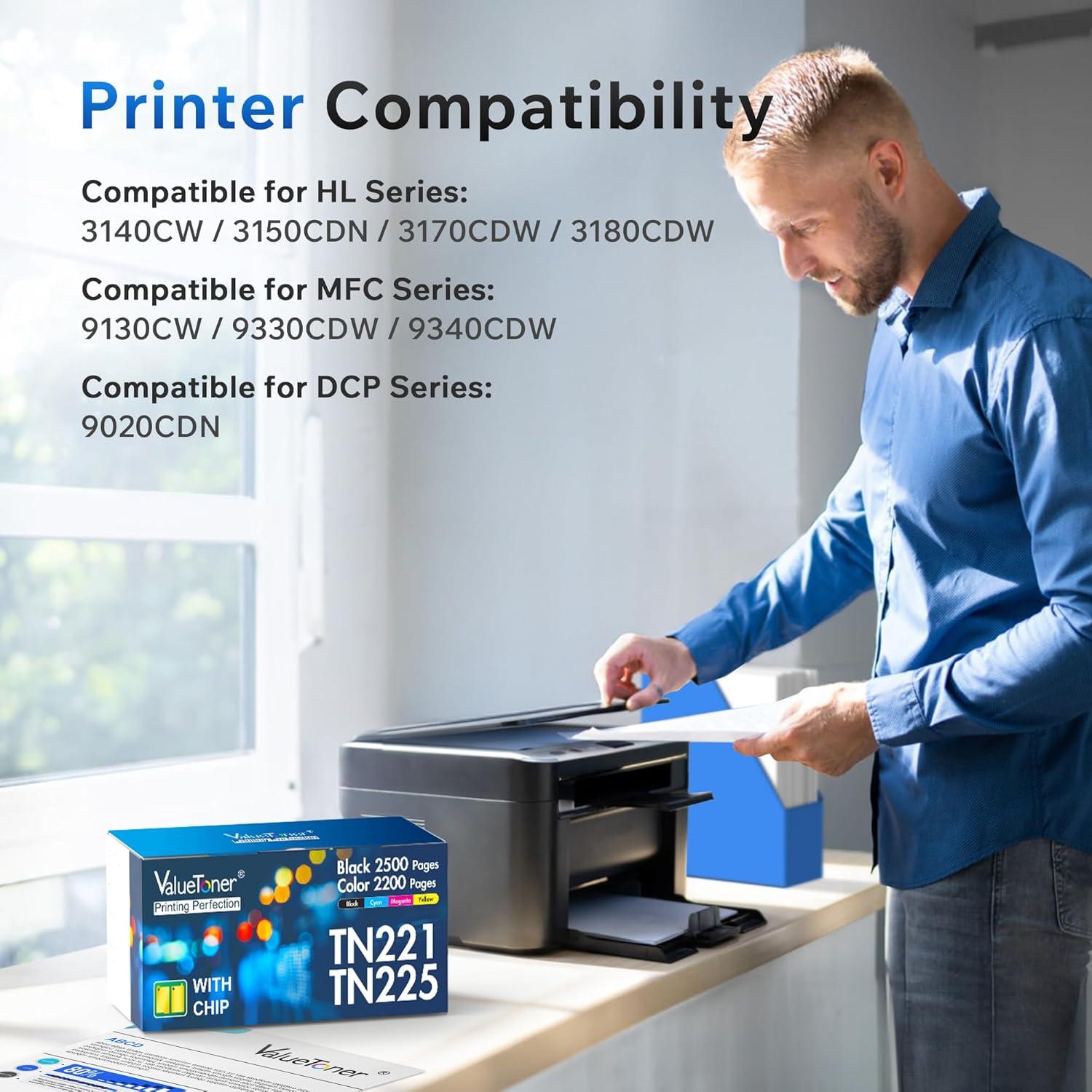 Cartuchos de Tóner Compatible Valuetoner TN221 TN225 - 5 Piezas