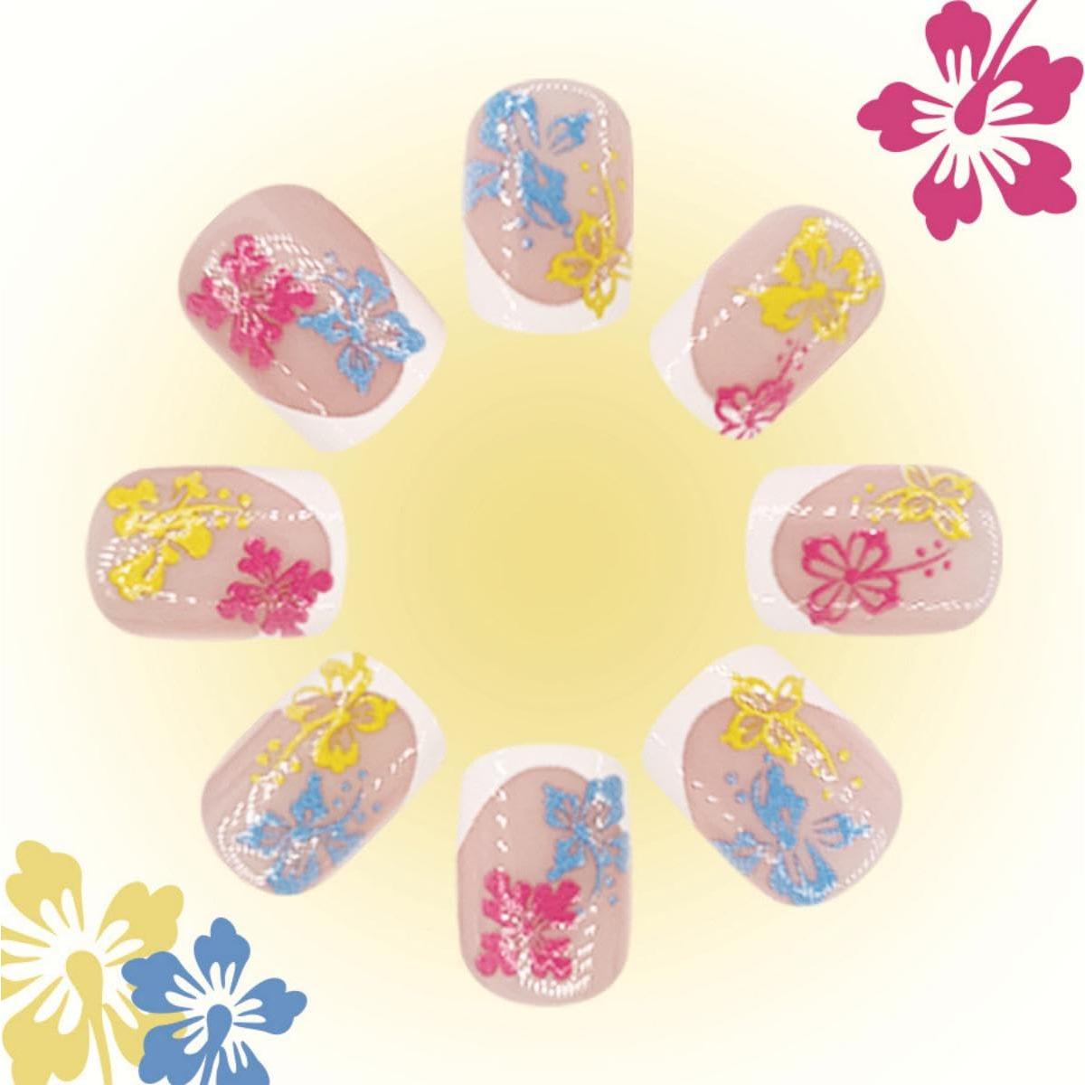 Uñas Postizas Cortas Cuadradas Sevgob con Flores 24pcs