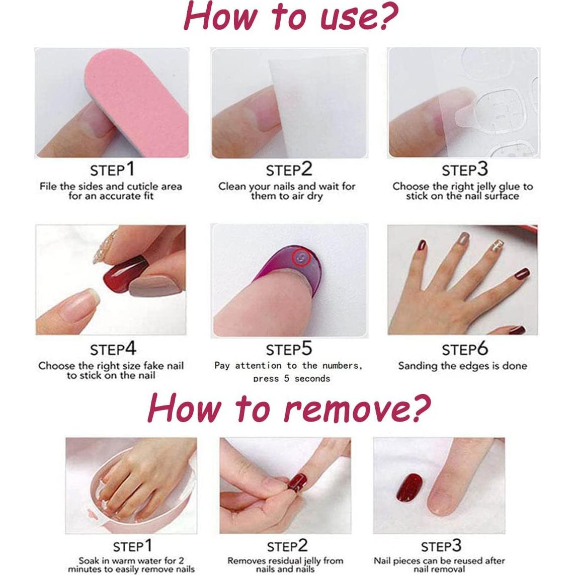 Uñas Postizas Cortas Cuadradas Sevgob con Flores 24pcs