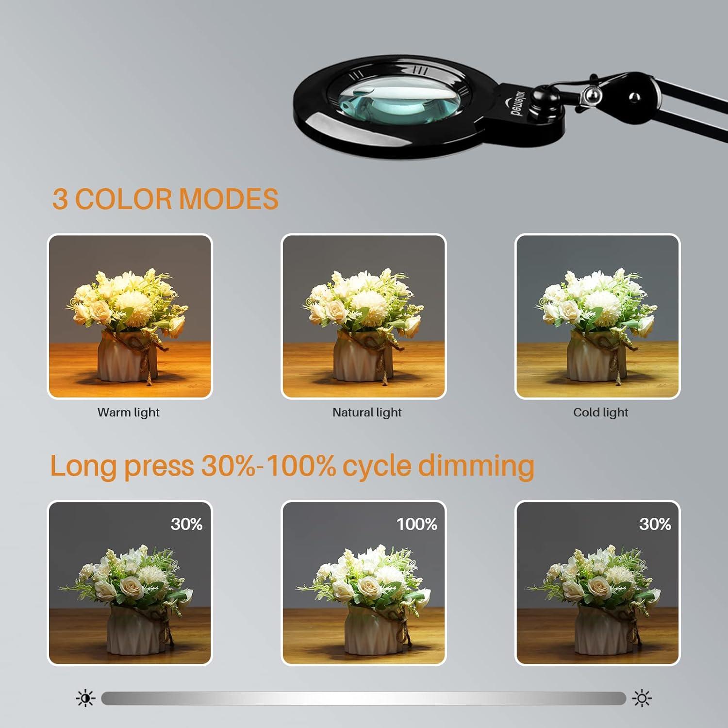 Lámpara de escritorio con lupa Bemelux 6" 1200 lúmenes LED