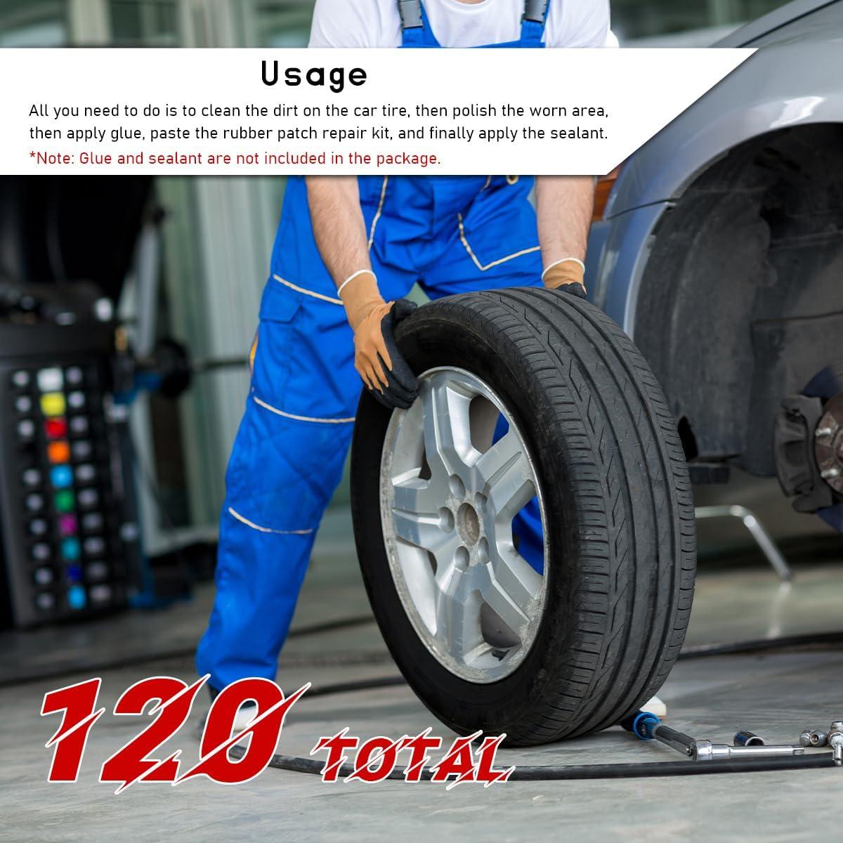 120 Piezas Parche de Reparación de Neumáticos Ohleats 32-58mm