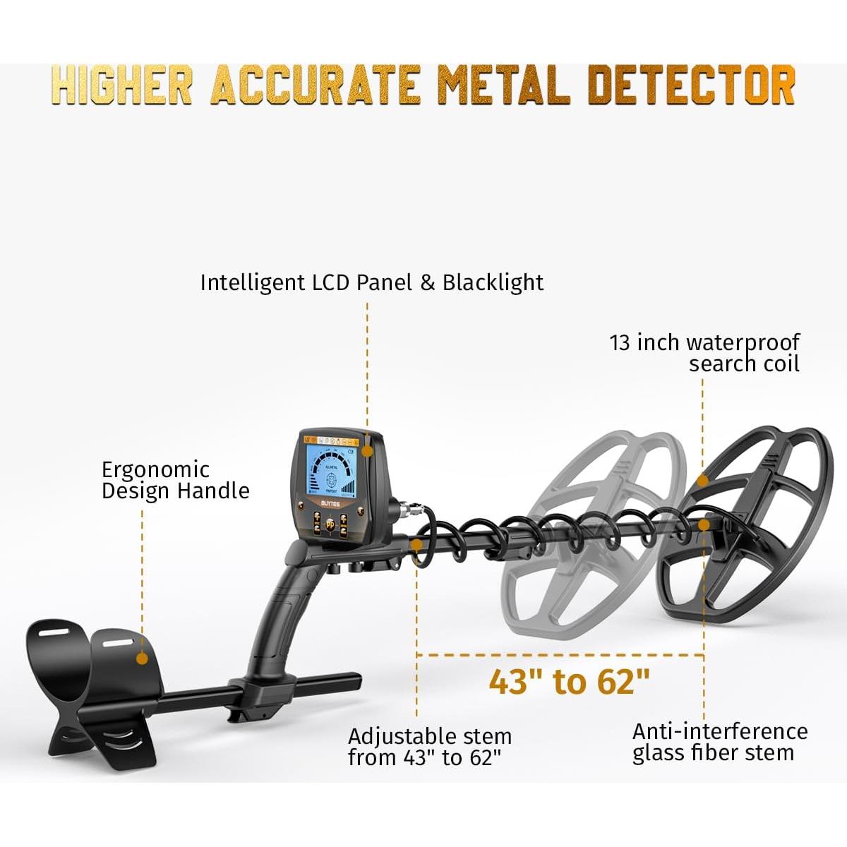 Detector de Metales Buytes Profesional 33 cm Impermeable